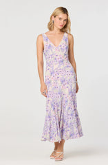 Lbruh Symone Floral Godet Midi Dress
