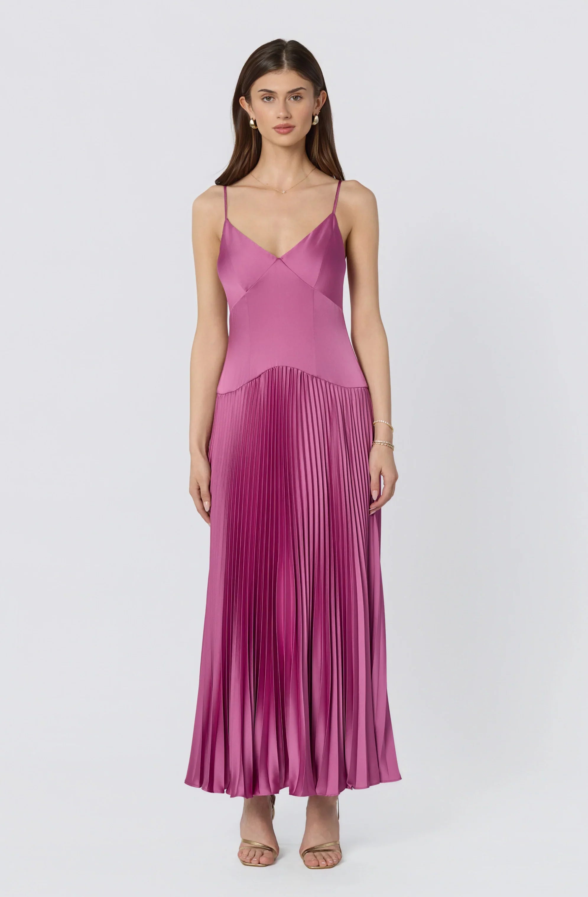 Inixyf Pleated Drop Waist Maxi Dress