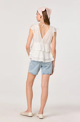 Inixyf Shanteria Crochet Trim Tiered Top