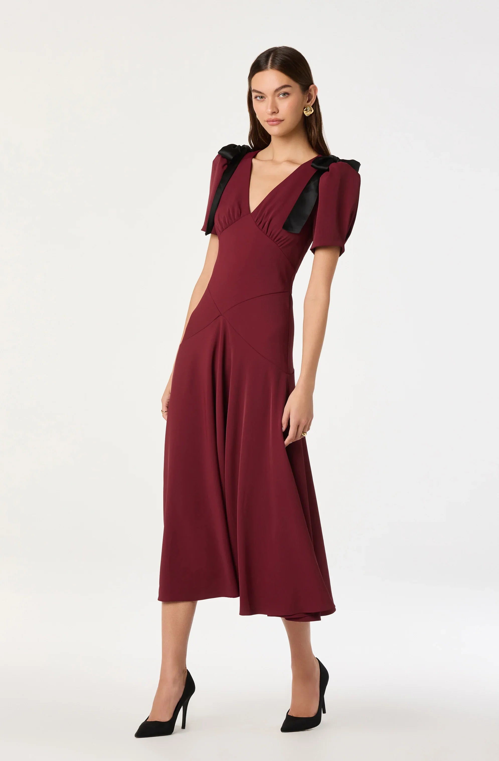 Lbruh Ciela Bow Puff Sleeve Midi Dress