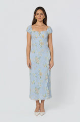 Inixyf Florence Floral Puff Sleeve Midi Dress