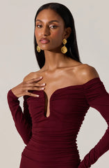 Lbruh Lovinia Ruched Off Shoulder Midi Dress
