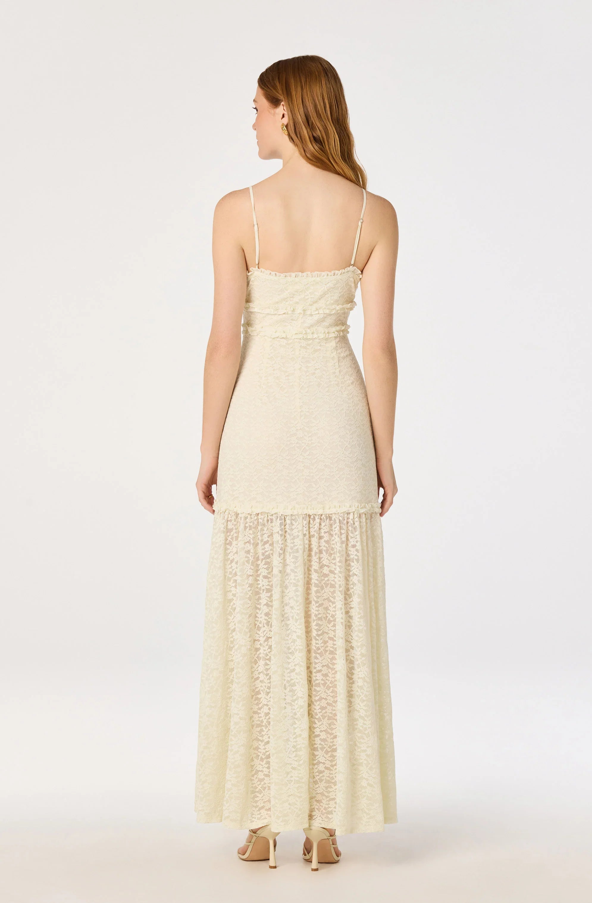 Inixyf Ruffle Tiered Lace Maxi Dress