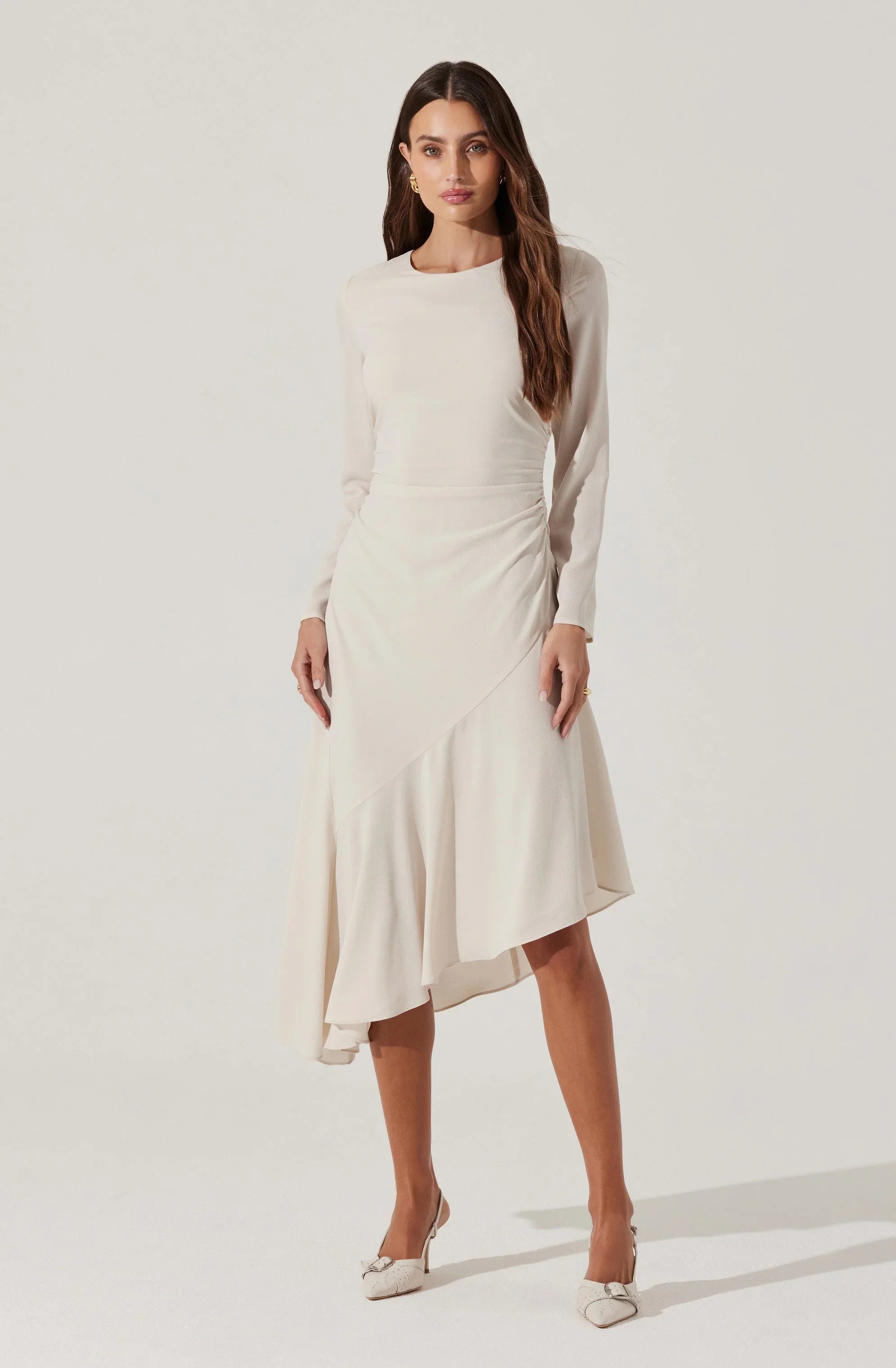 Lbruh Long Sleeve Asymmetrical Hem Dress