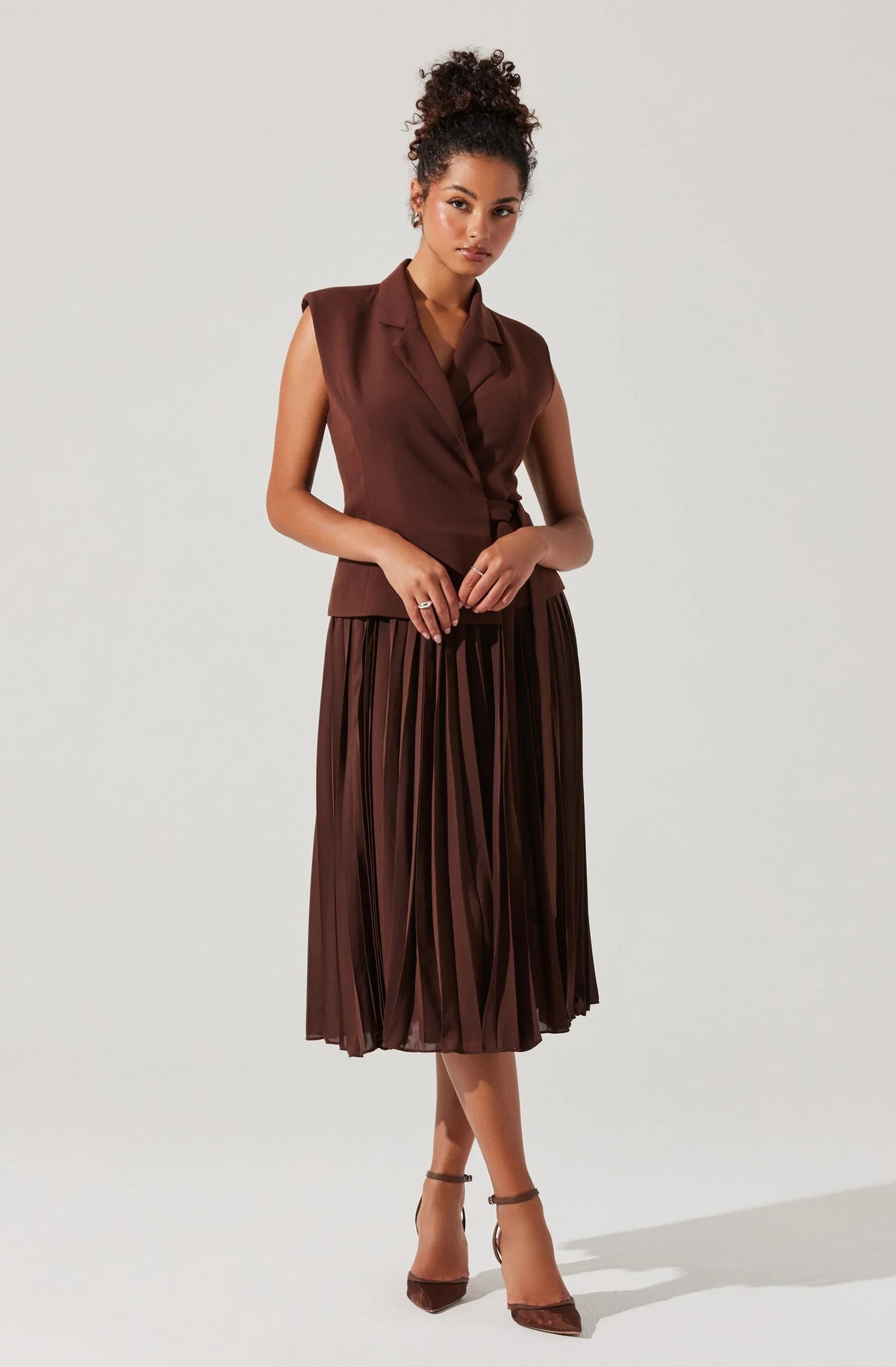 Lbruh Mixed Media Vest Wrap Dress
