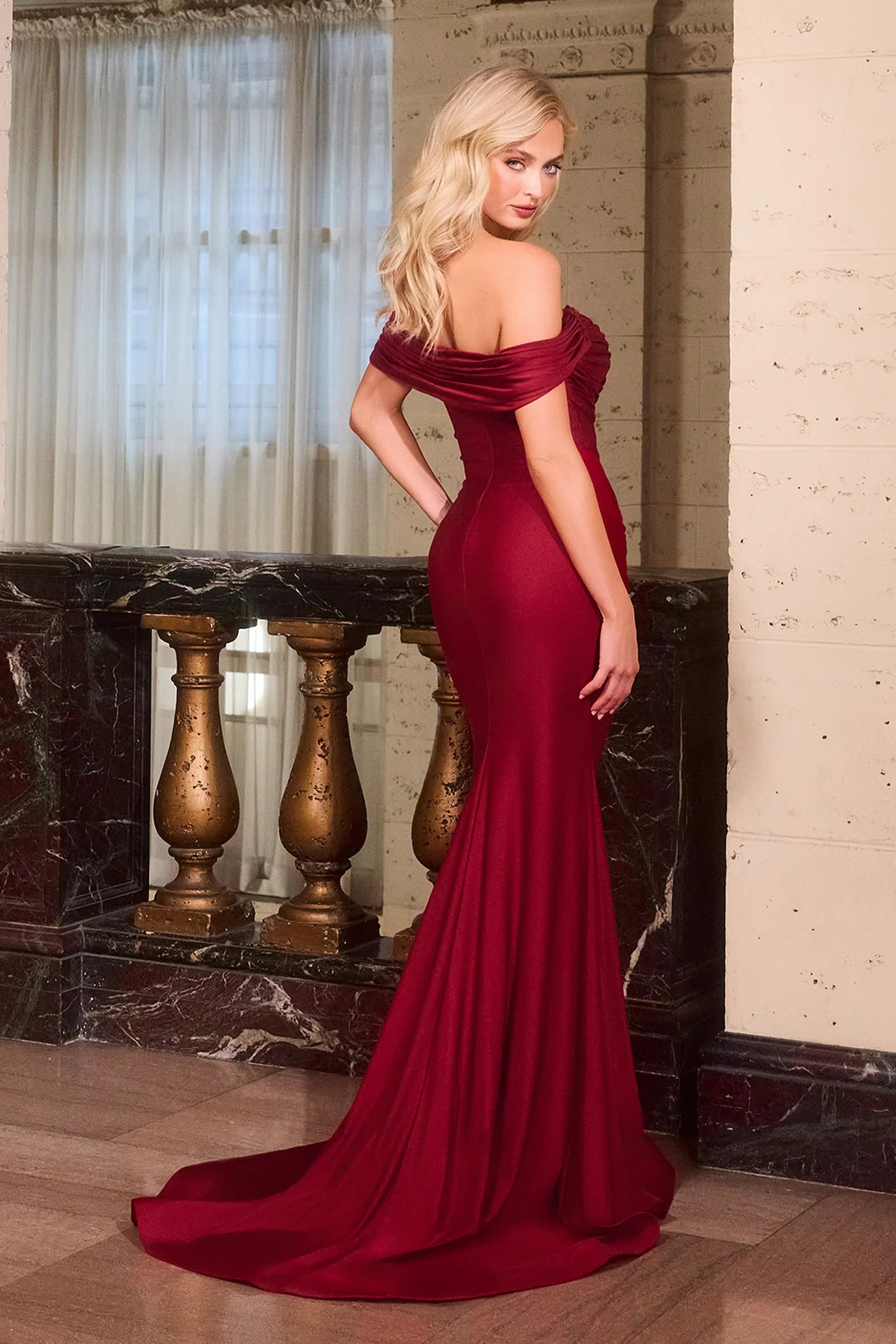 Gadot Gown - Off-the-Shoulder Crystal Satin Dress