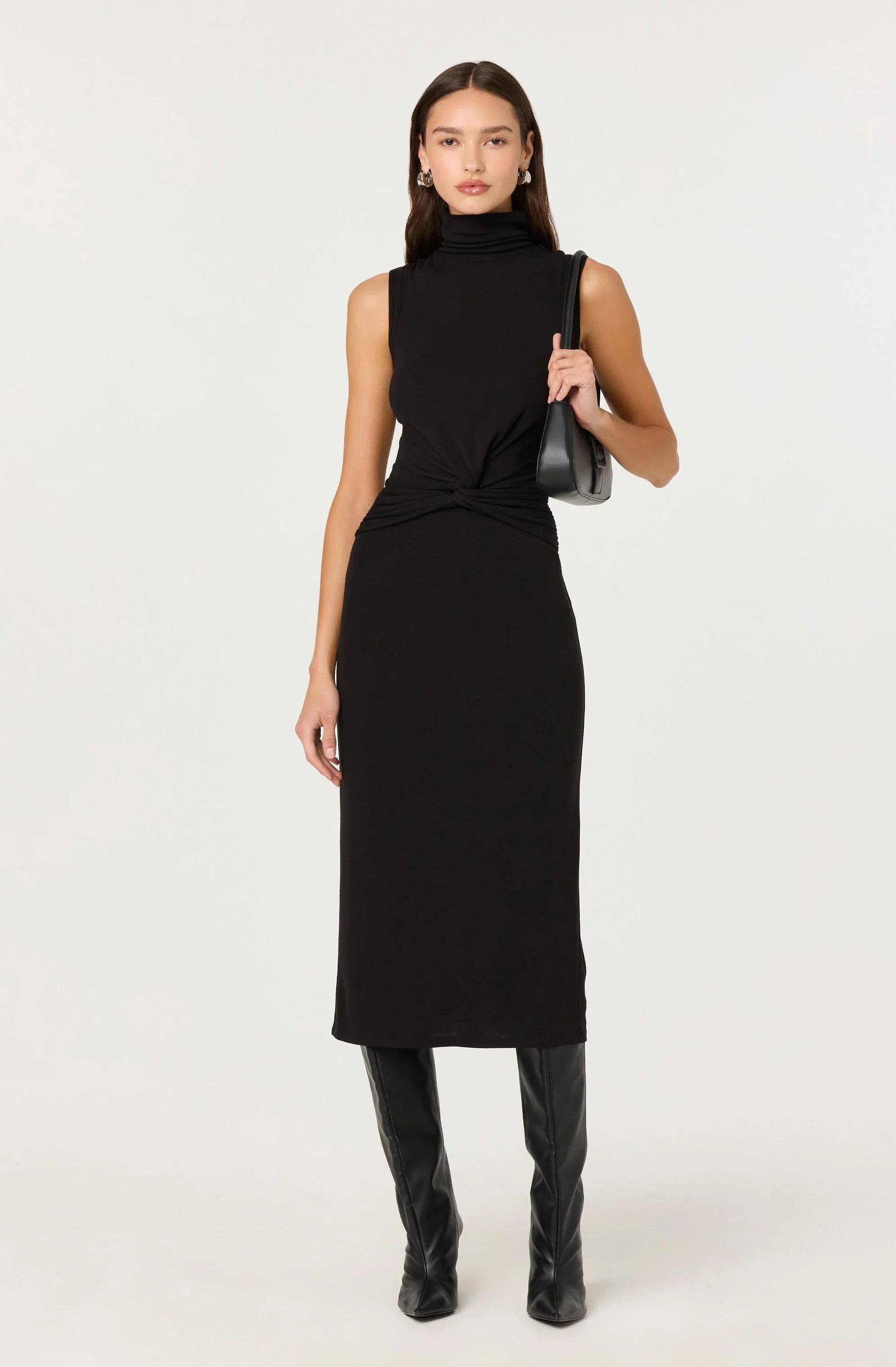 Lbruh Riana Turtleneck Twist Front Maxi Dress
