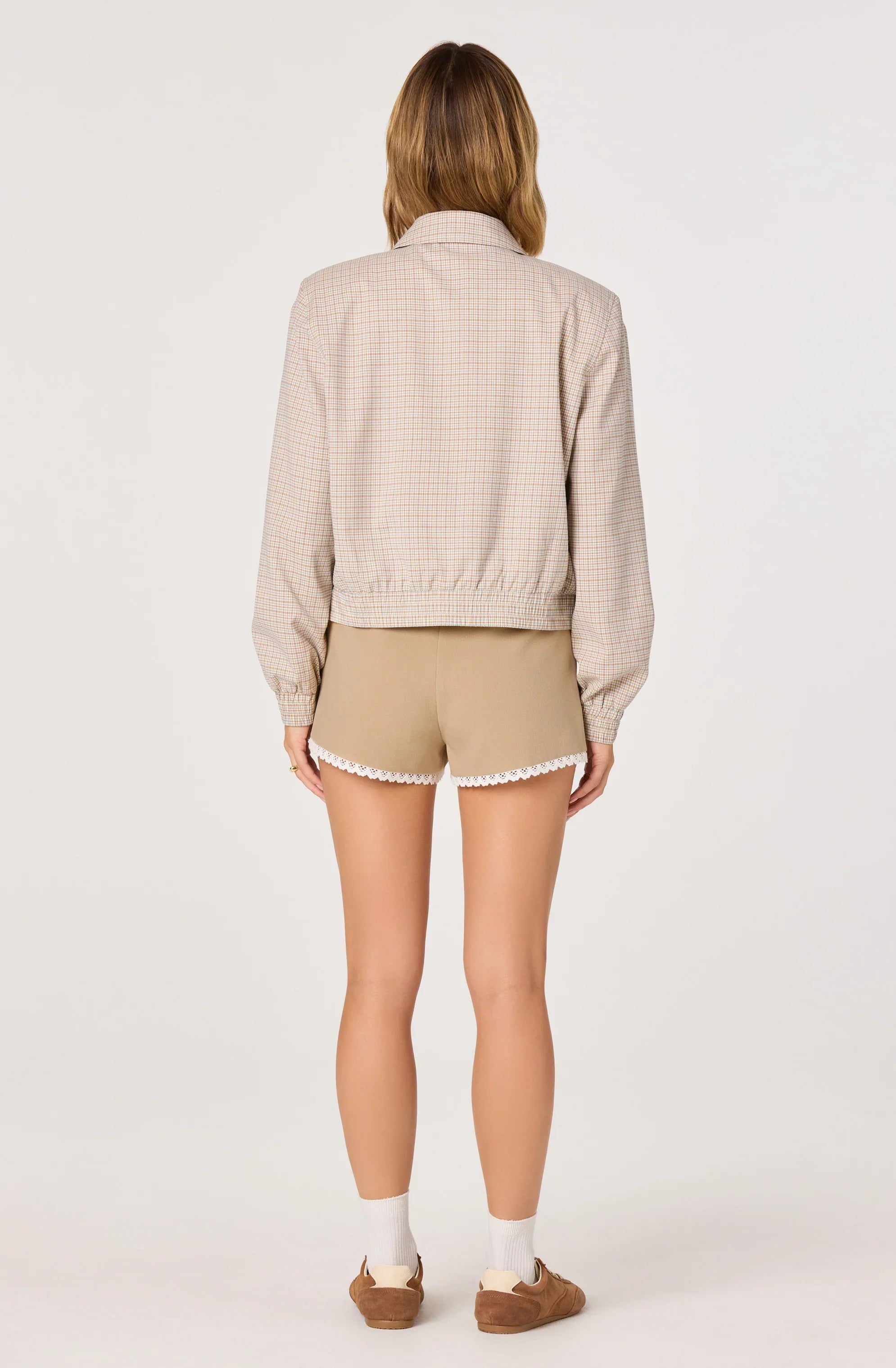 Inixyf Reid Plaid Elastic Hem Jacket