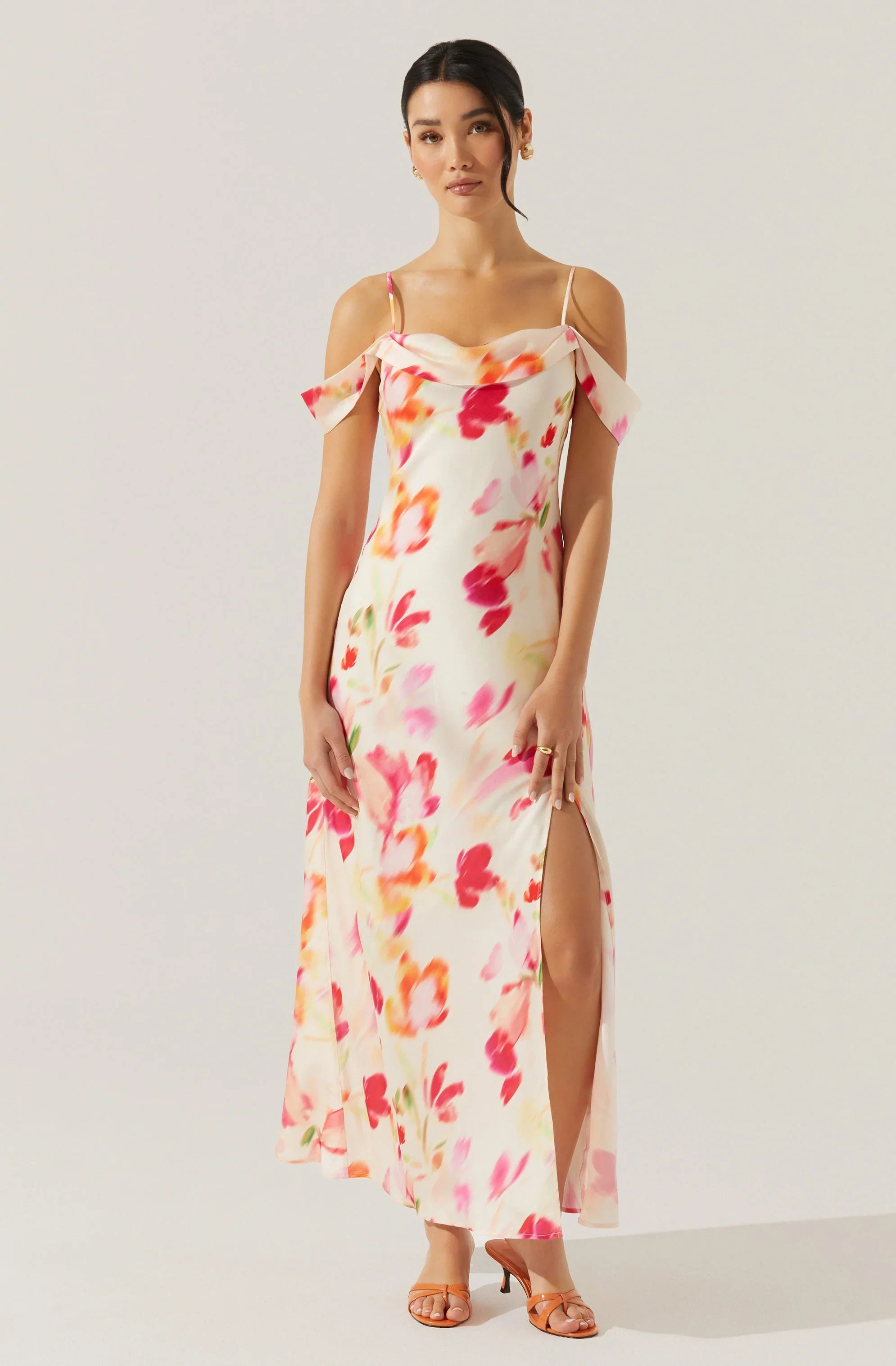 Lbruh Kitura Cold Shoulder Floral Maxi Dress
