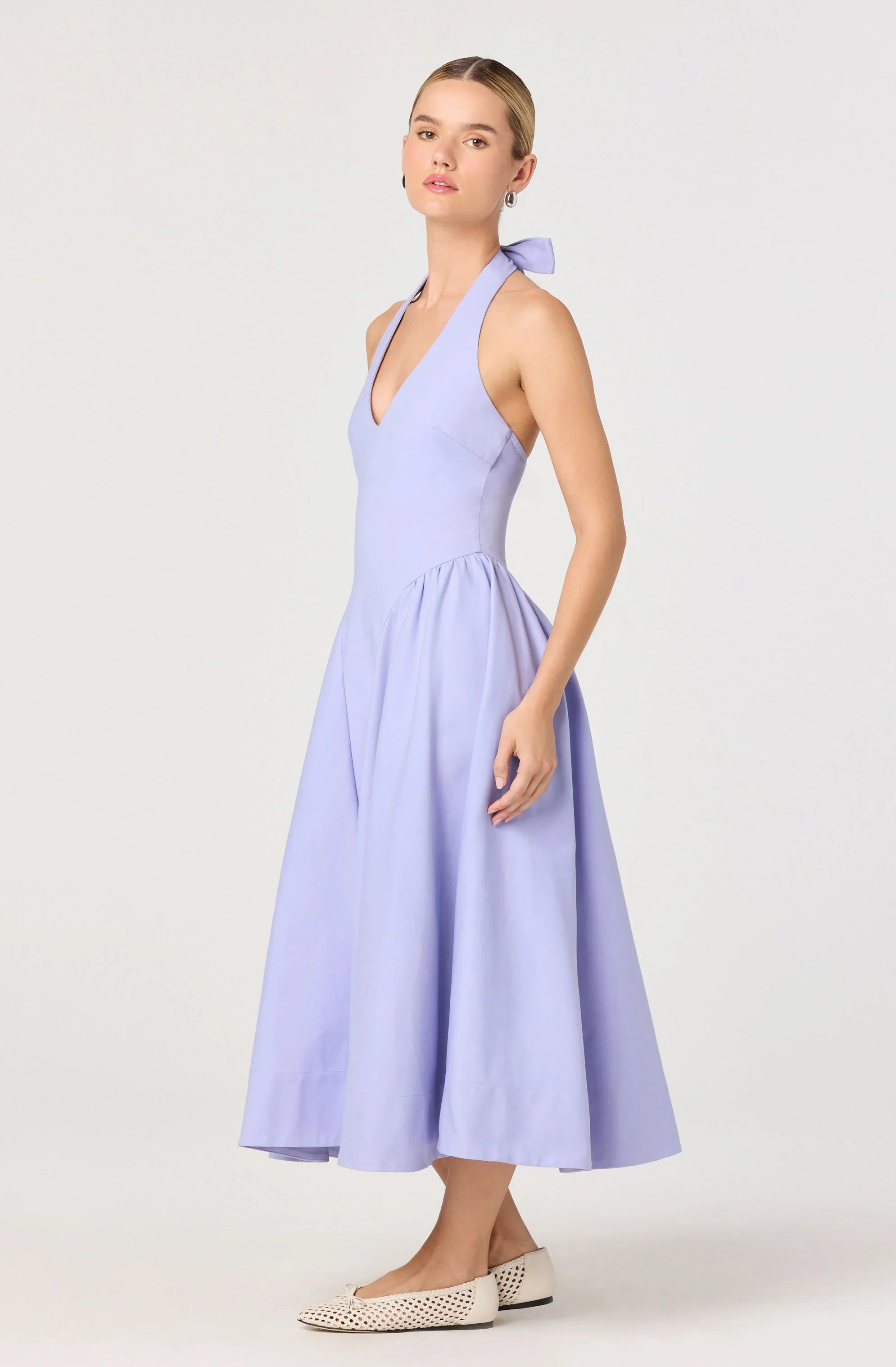 Inixyf Meana Halter Plunge Drop-Waist Midi Dress