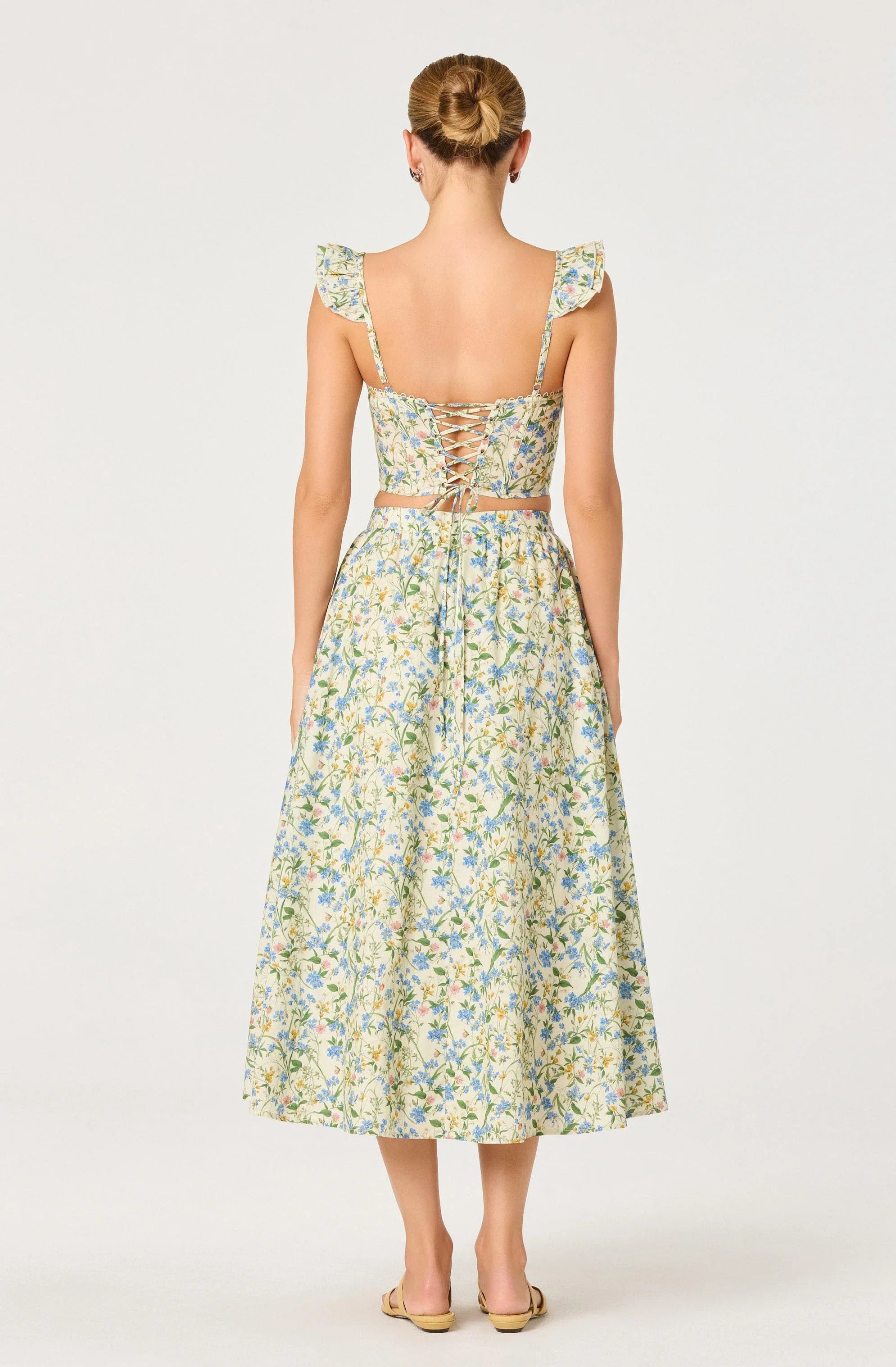 Inixyf Wylda Floral Gathered A-Line Midi Skirt