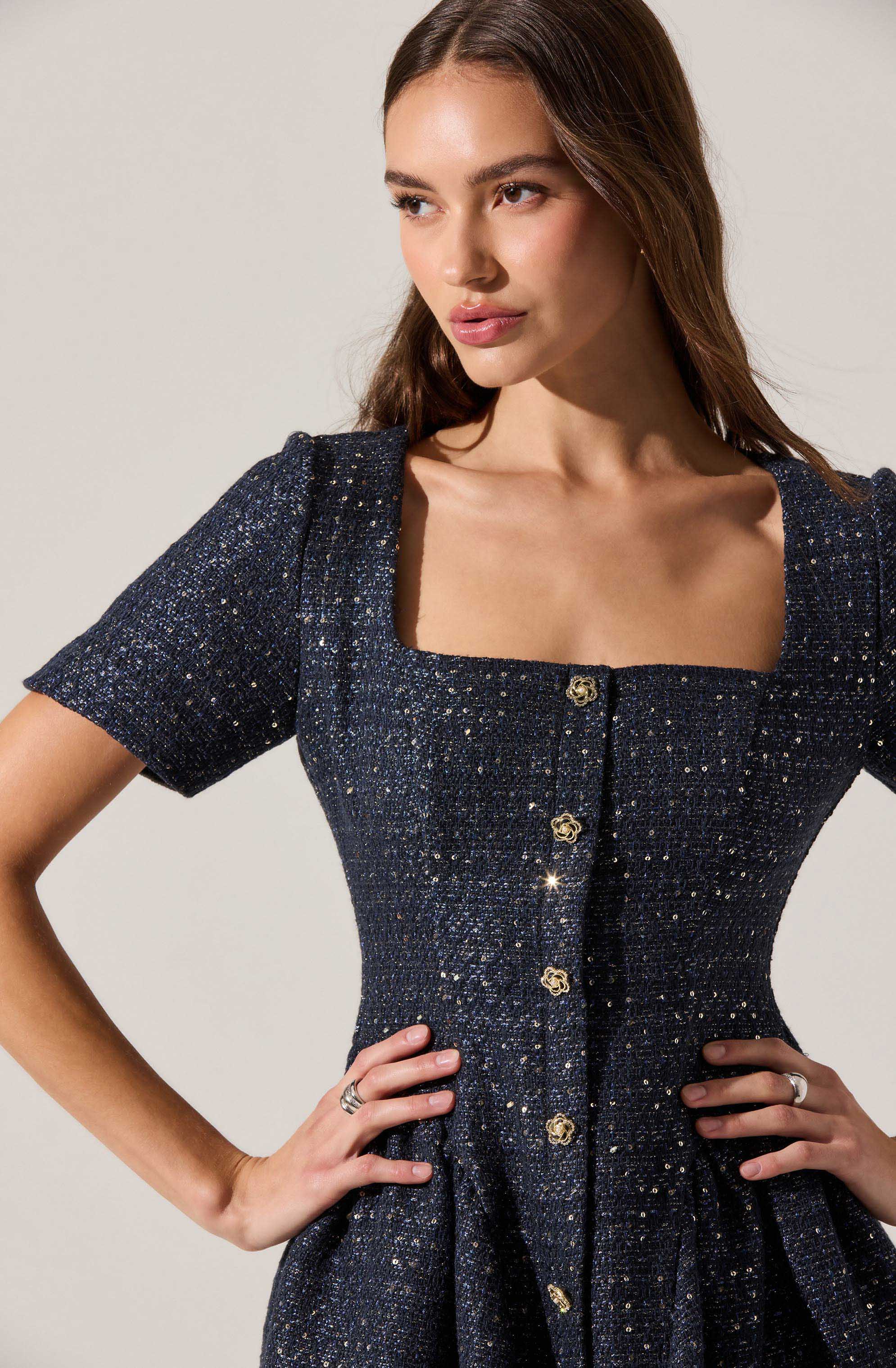 Lbruh Janel Tweed Mini Skater Dress