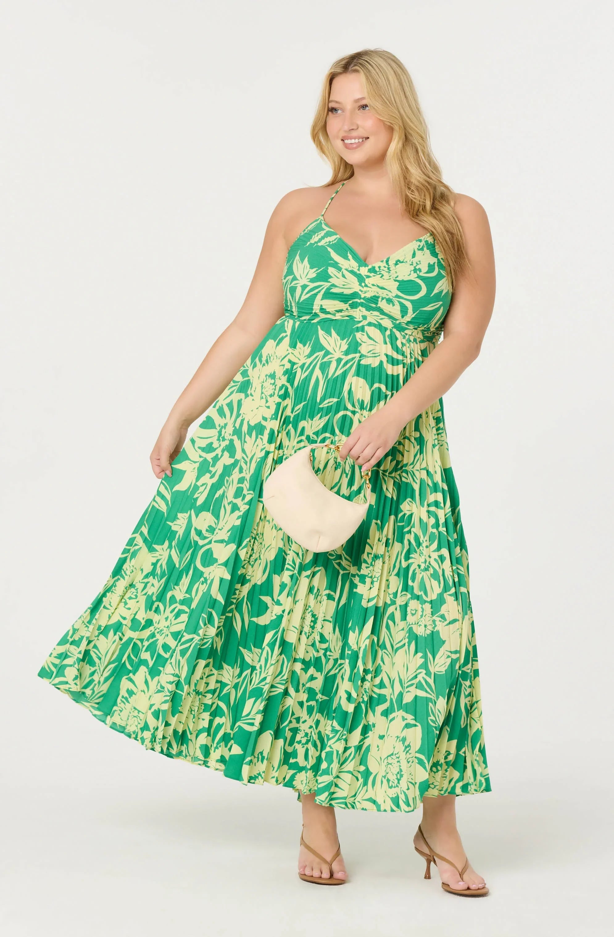 Inixyf Blythe Floral Plisse Midi Dress