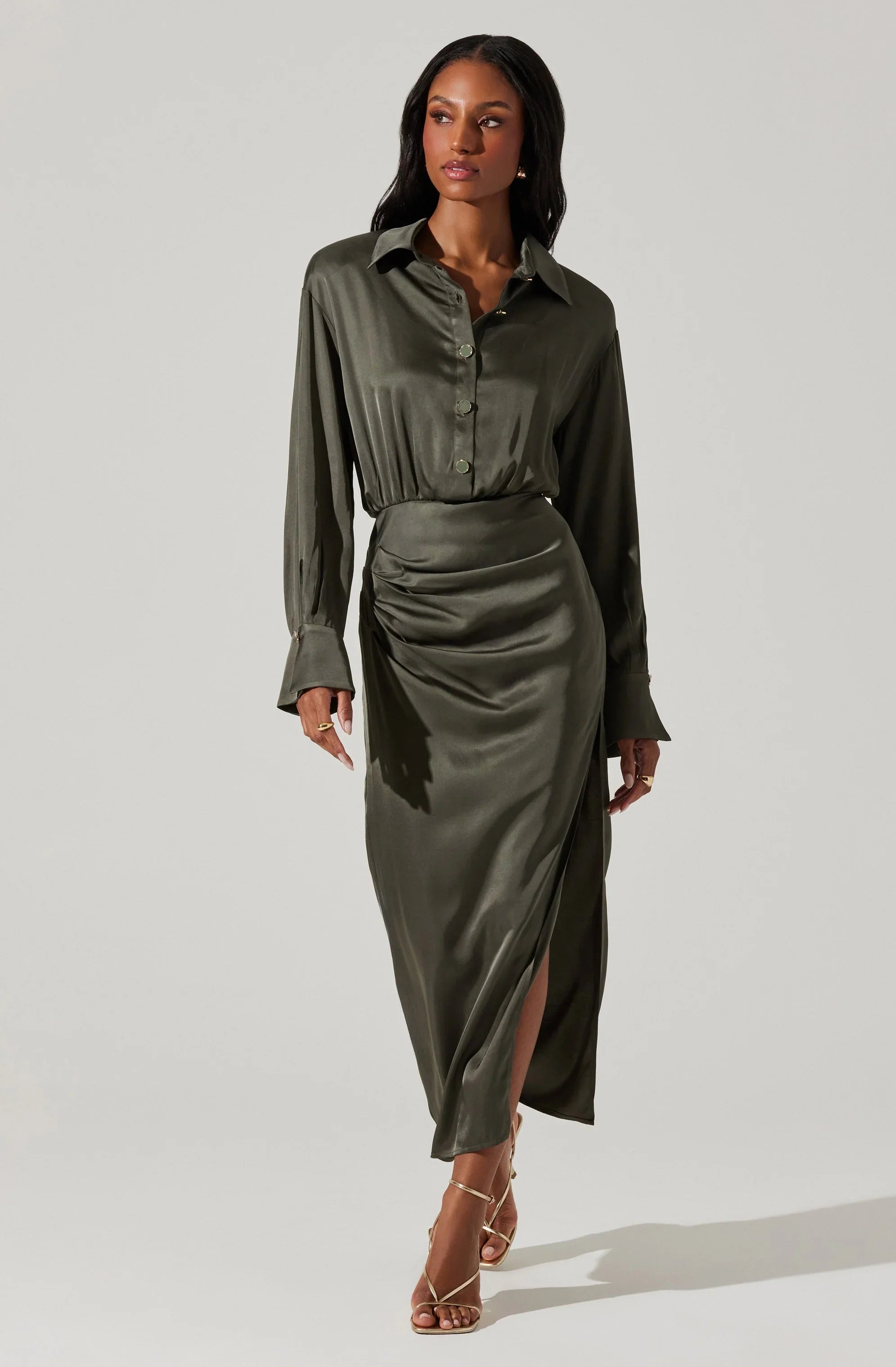 Lbruh Elizabello Satin Midi Shirt Dress