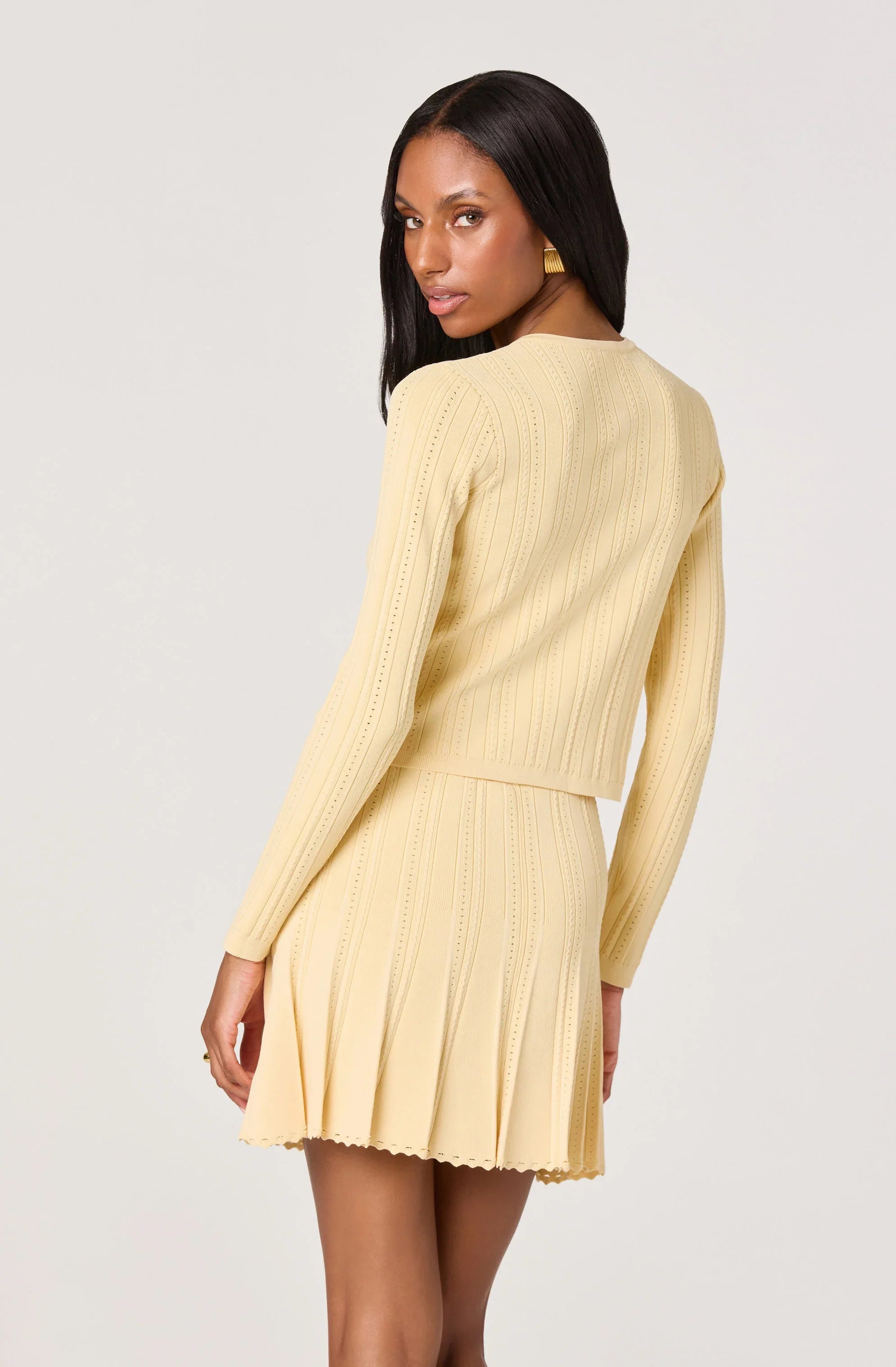 Inixyf Tehya Pointelle Knit Pleated Skirt