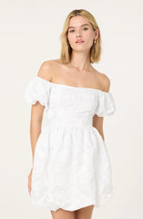 Lbruh Off Shoulder Floral Jacquard Bubble Dress