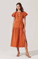 Lbruh Aine Tie-Front Midi Dress