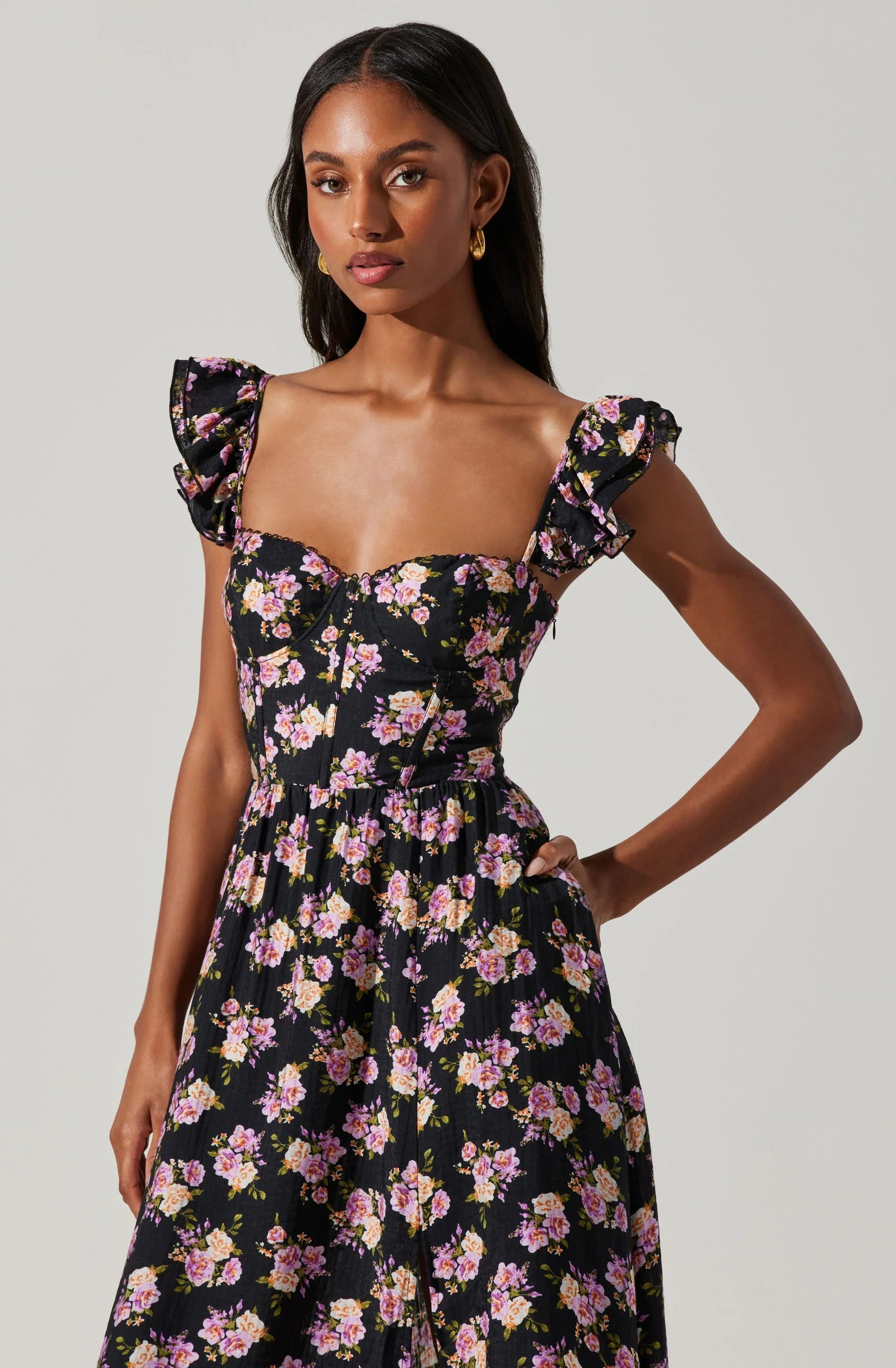 Lbruh Wedelia Floral Bustier Midi Dress