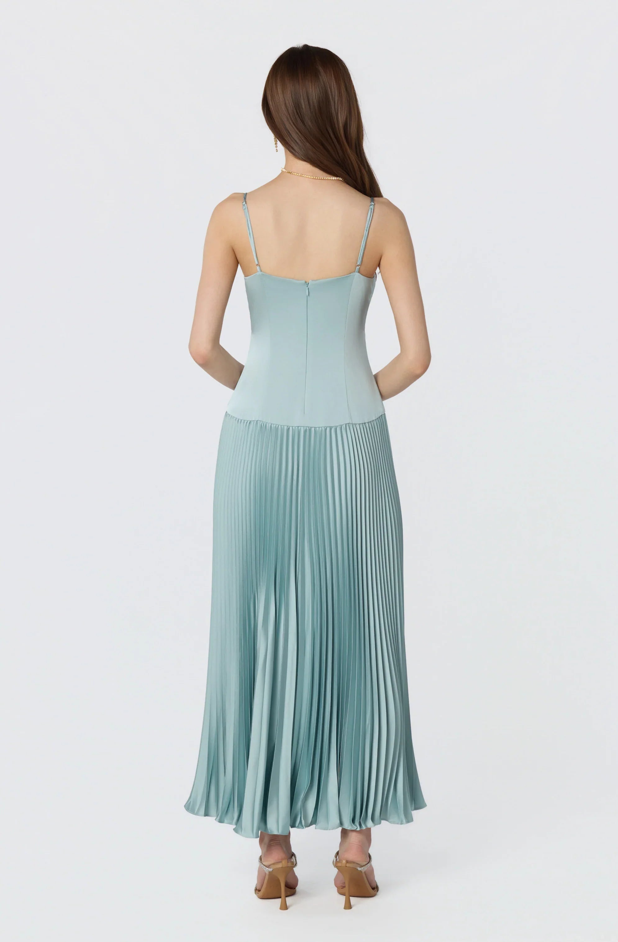 Inixyf Pleated Drop Waist Maxi Dress