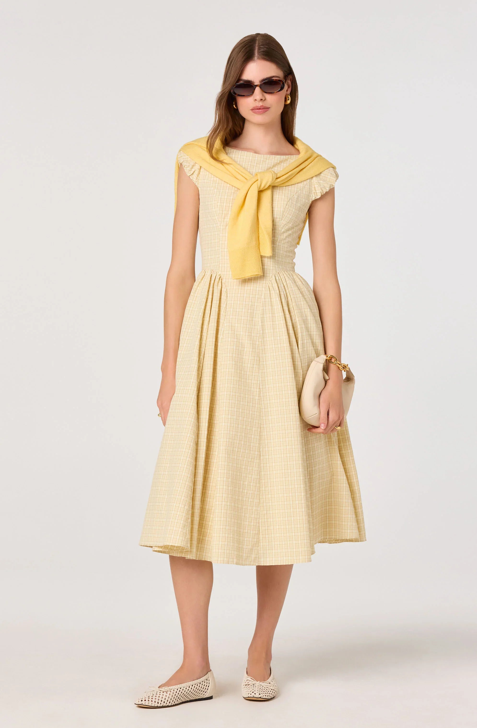 Inixyf Emalee Plaid A-Line Midi Dress