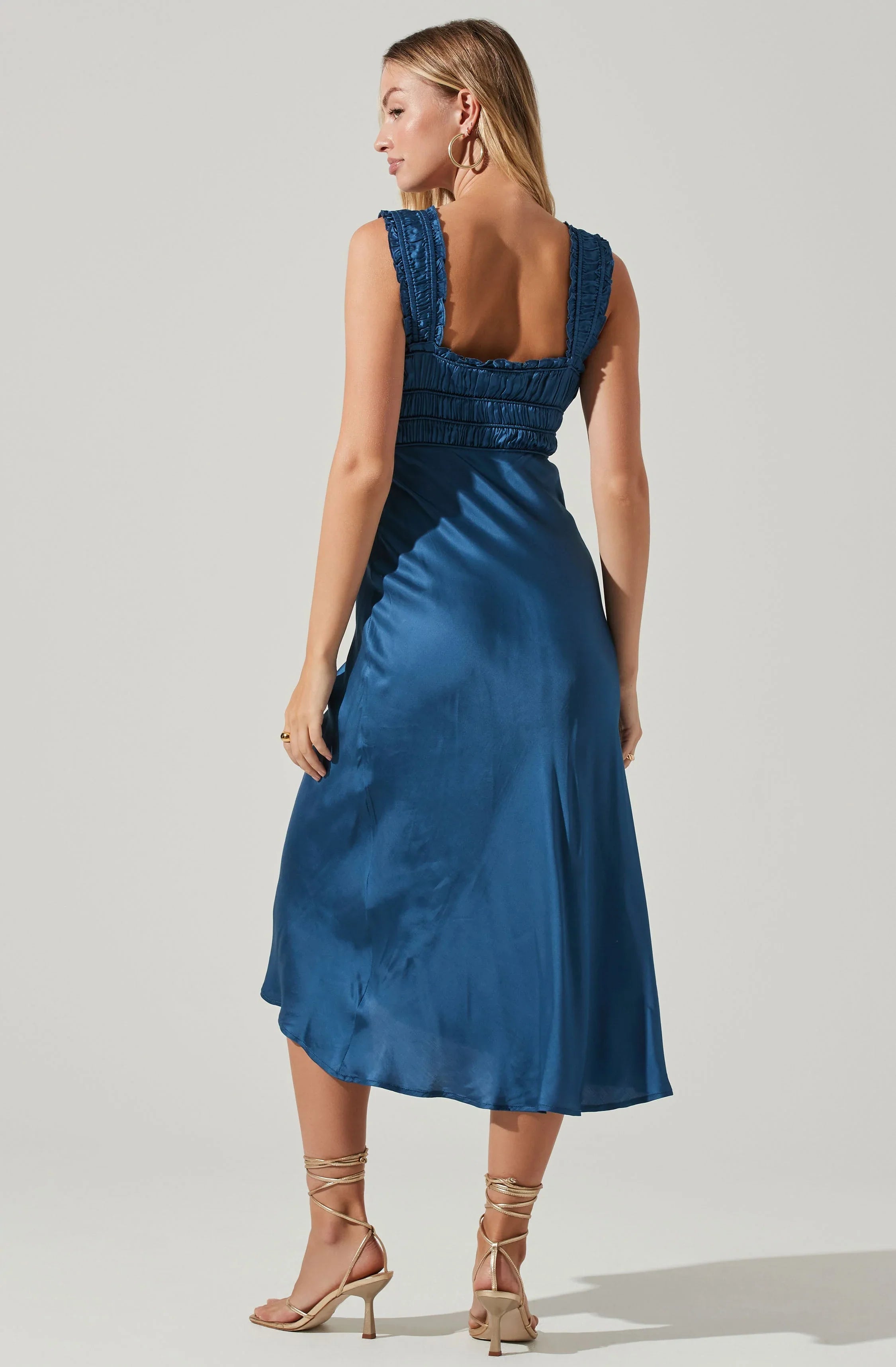 Lbruh Enola Satin Smocked Midi Dress