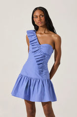 Lbruh One Shoulder Ruffle Mini Dress