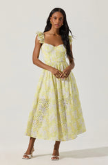 Lbruh Wedelia Eyelet Bustier Floral Midi Dress