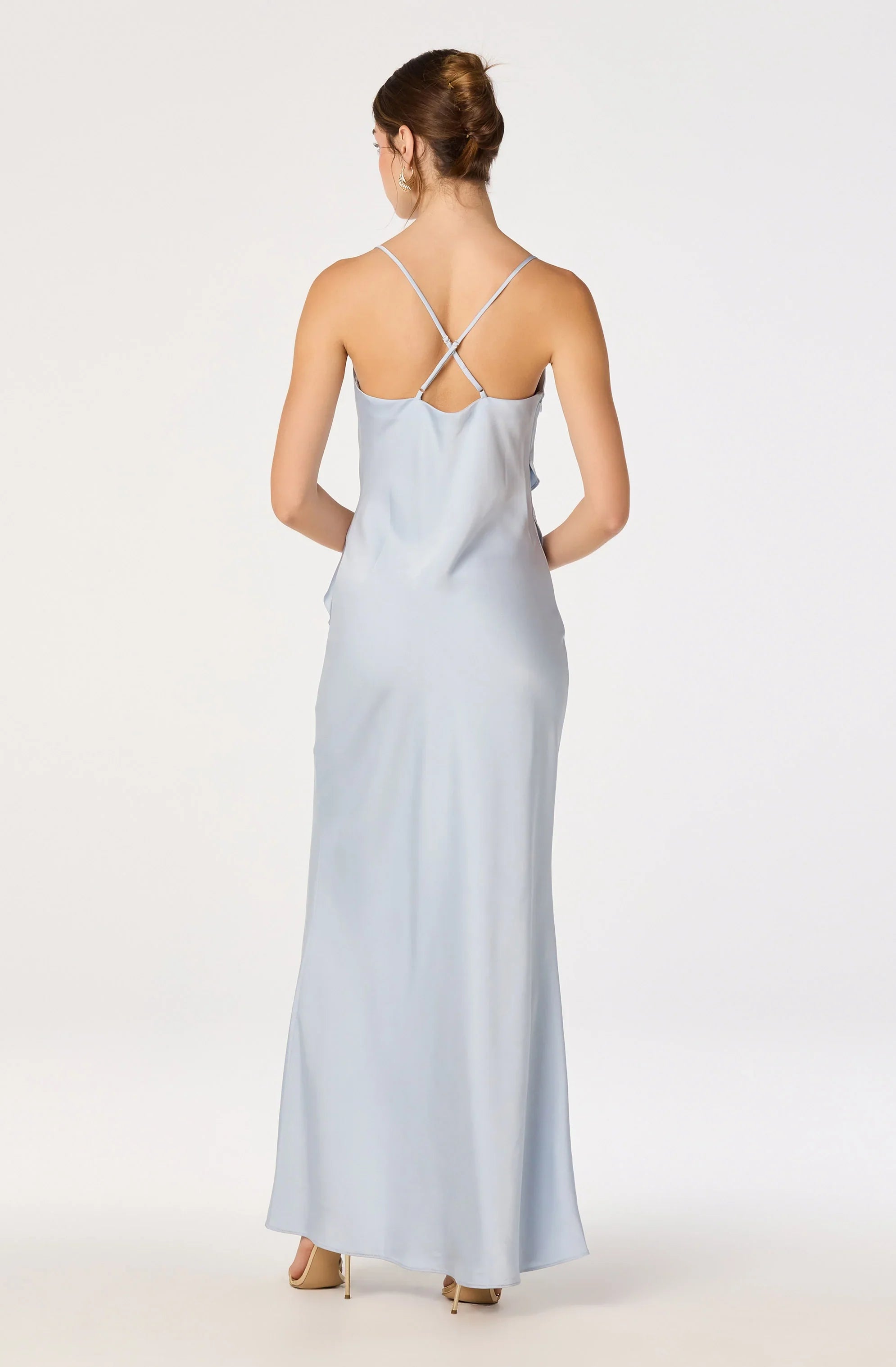 Inixyf Adelina Satin Ruffle Maxi Dress