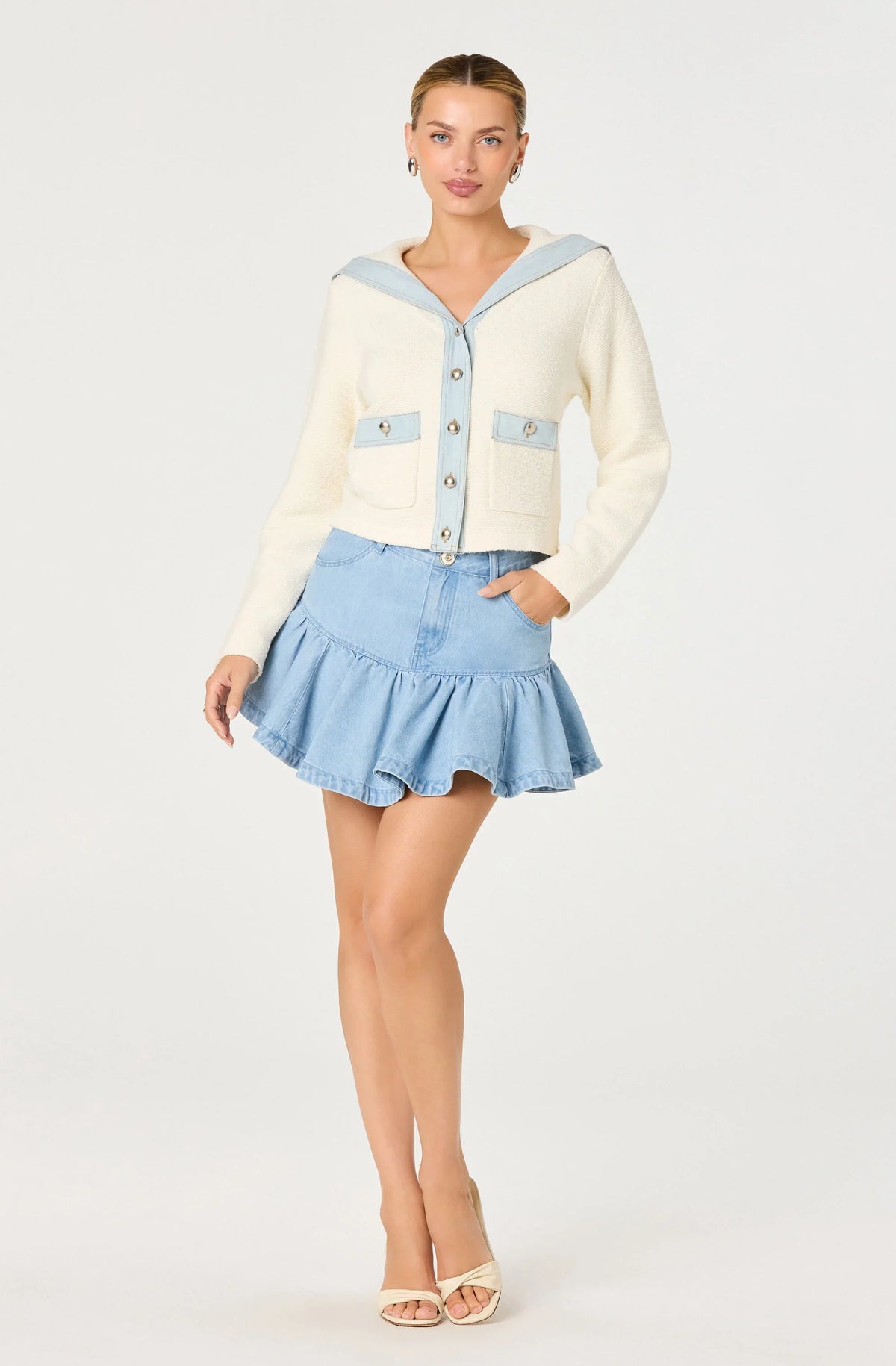 Inixyf Ashli Denim Fit & Flare Mini Skirt