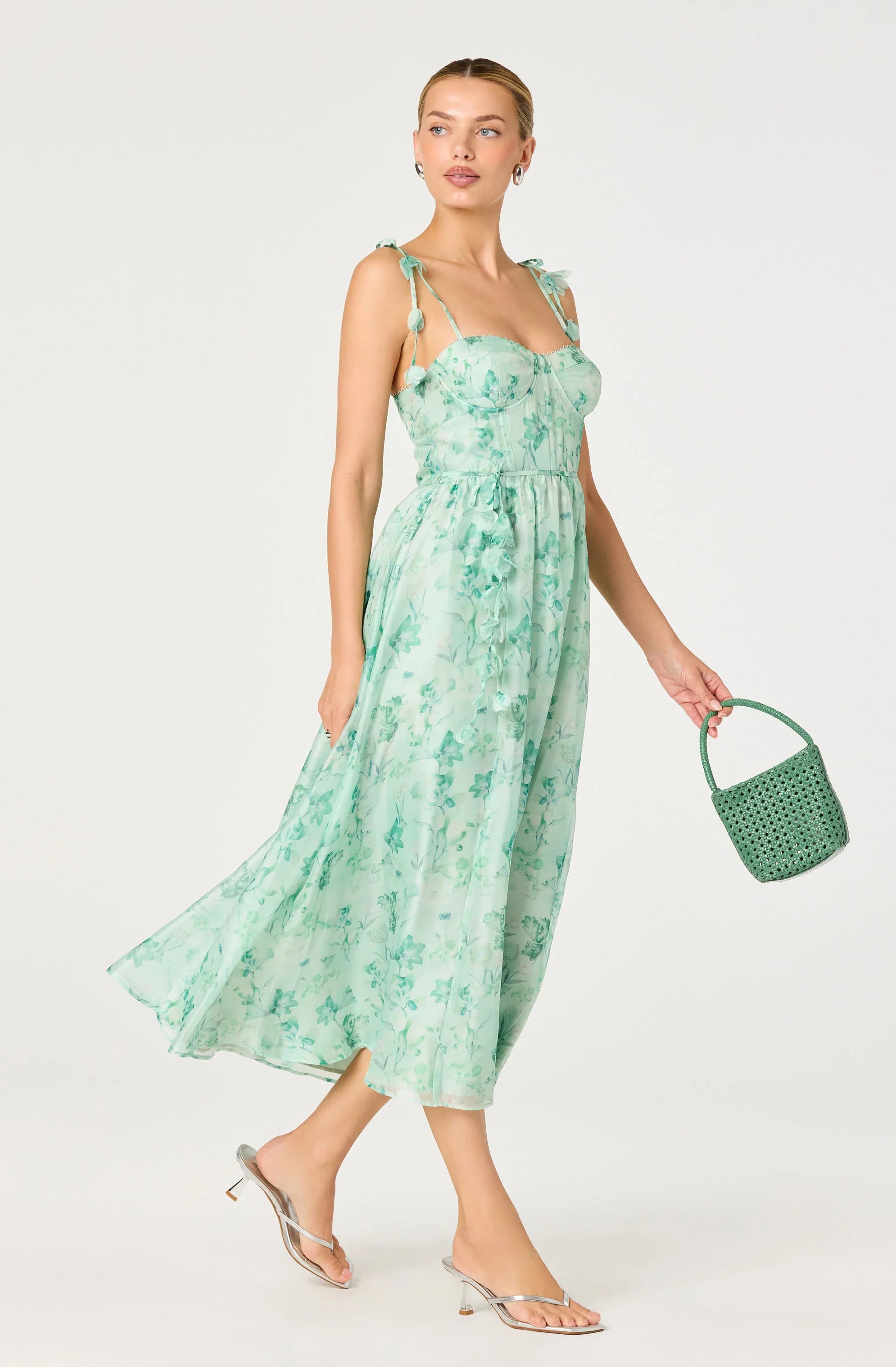 Inixyf Halcyon Floral 3D Flower Appliqué Midi Dress