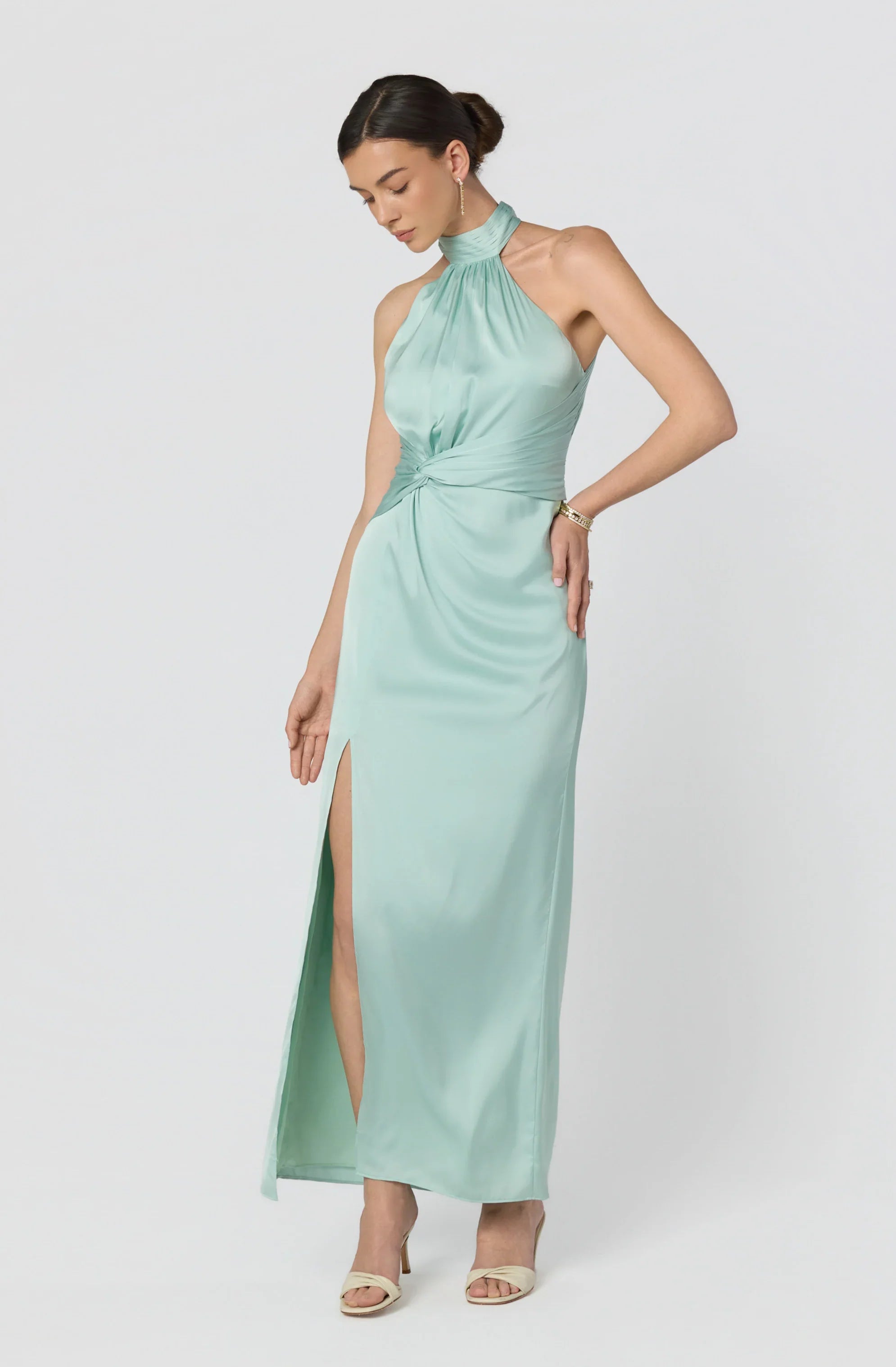 Inixyf Aspen Twist Front Halter Maxi Dress
