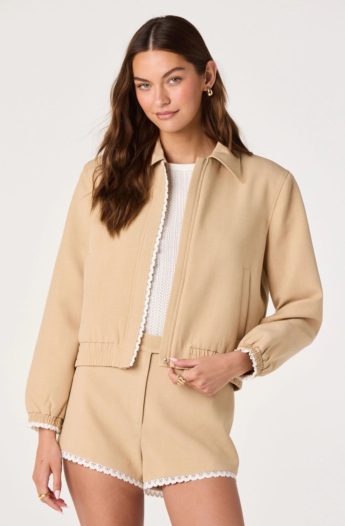 Inixyf Reid Scallop Trim Bomber Jacket