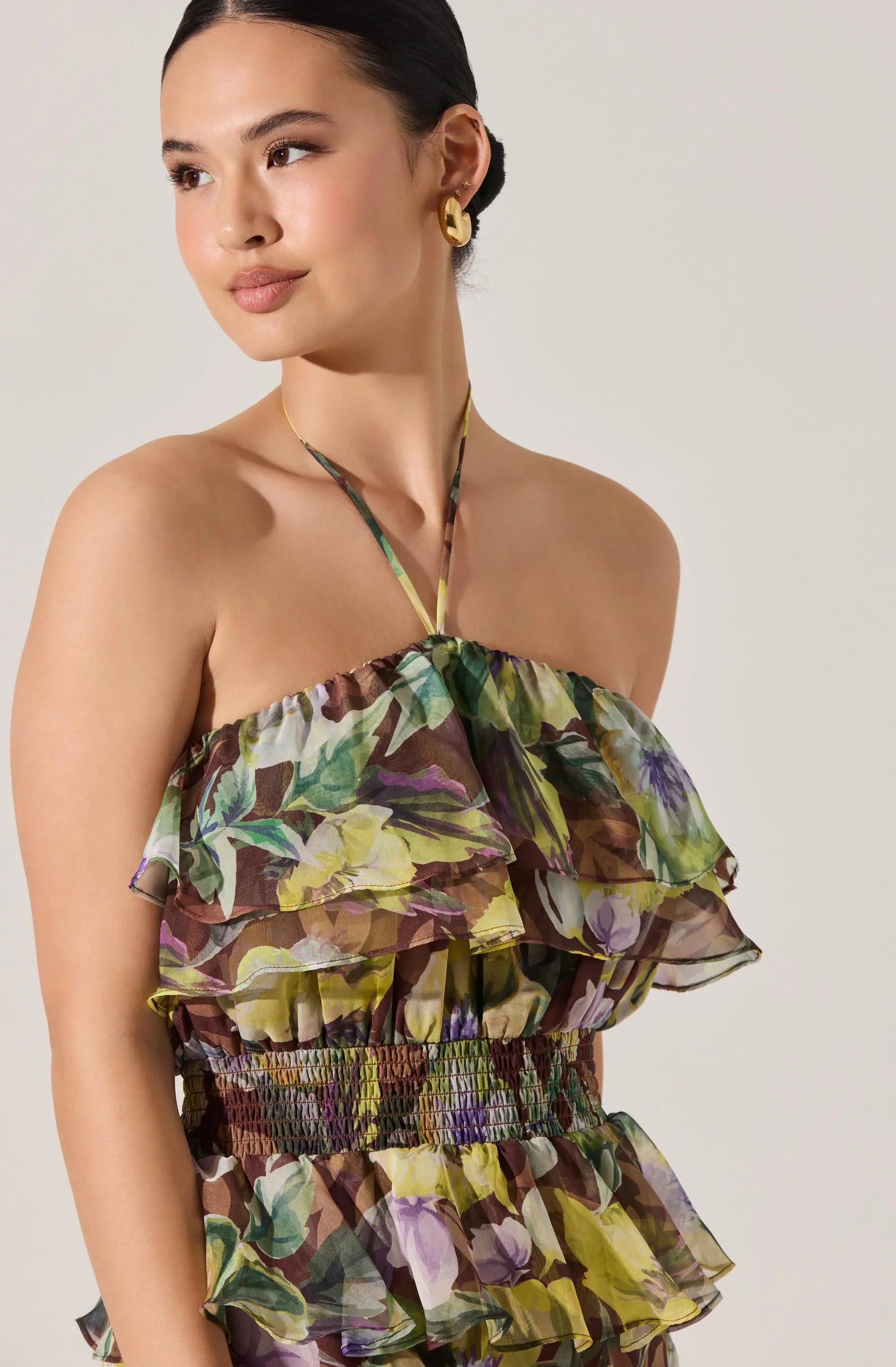 Lbruh Elena Floral Halter Maxi Dress