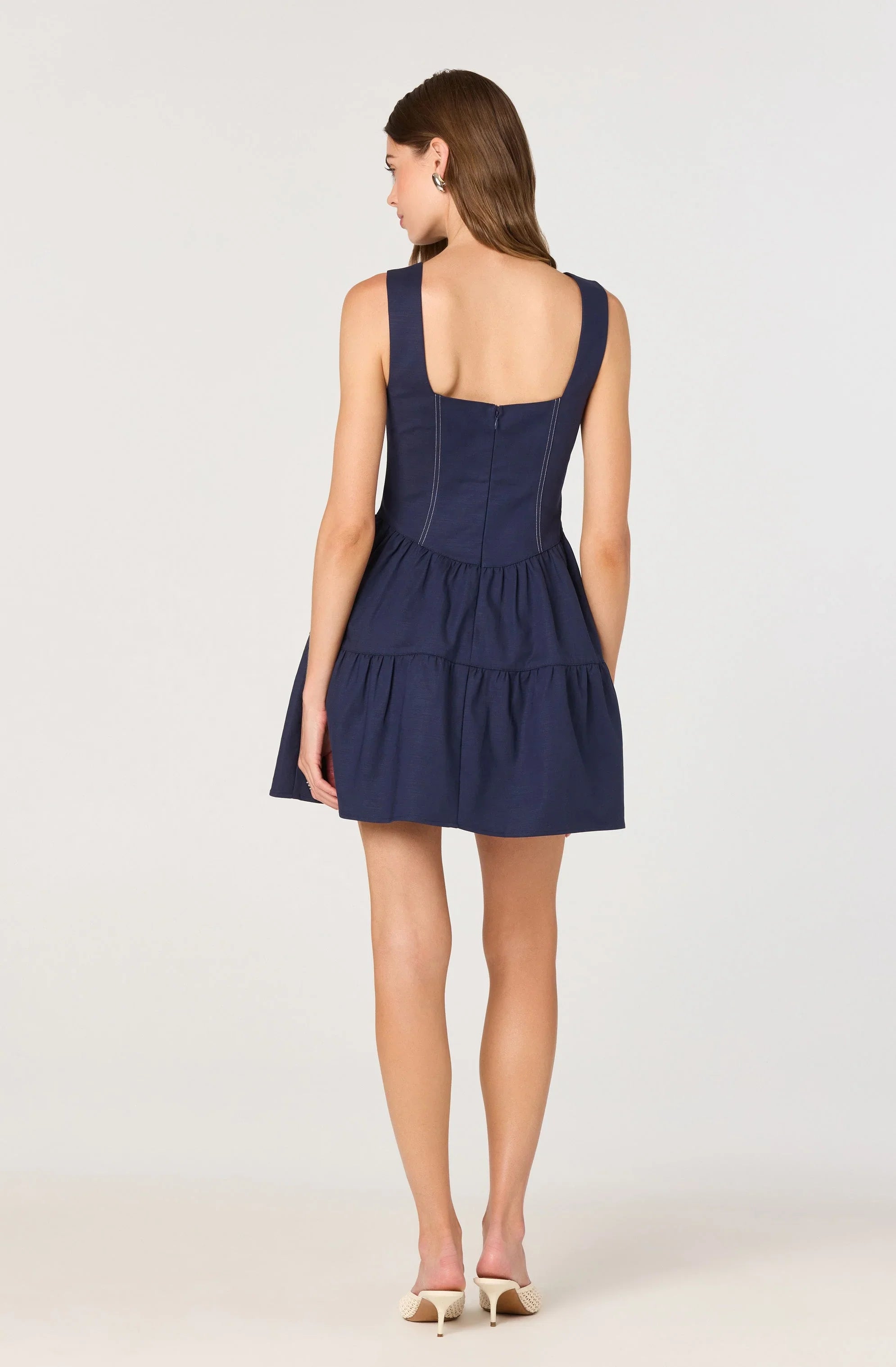 Lbruh Tiered Stitch Detail Mini Dress