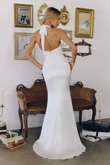 Tessa Gown - Off White Mermaid Halter Satin Gown