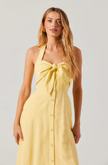 Lbruh Katherine Linen-Blend Halter Midi Dress