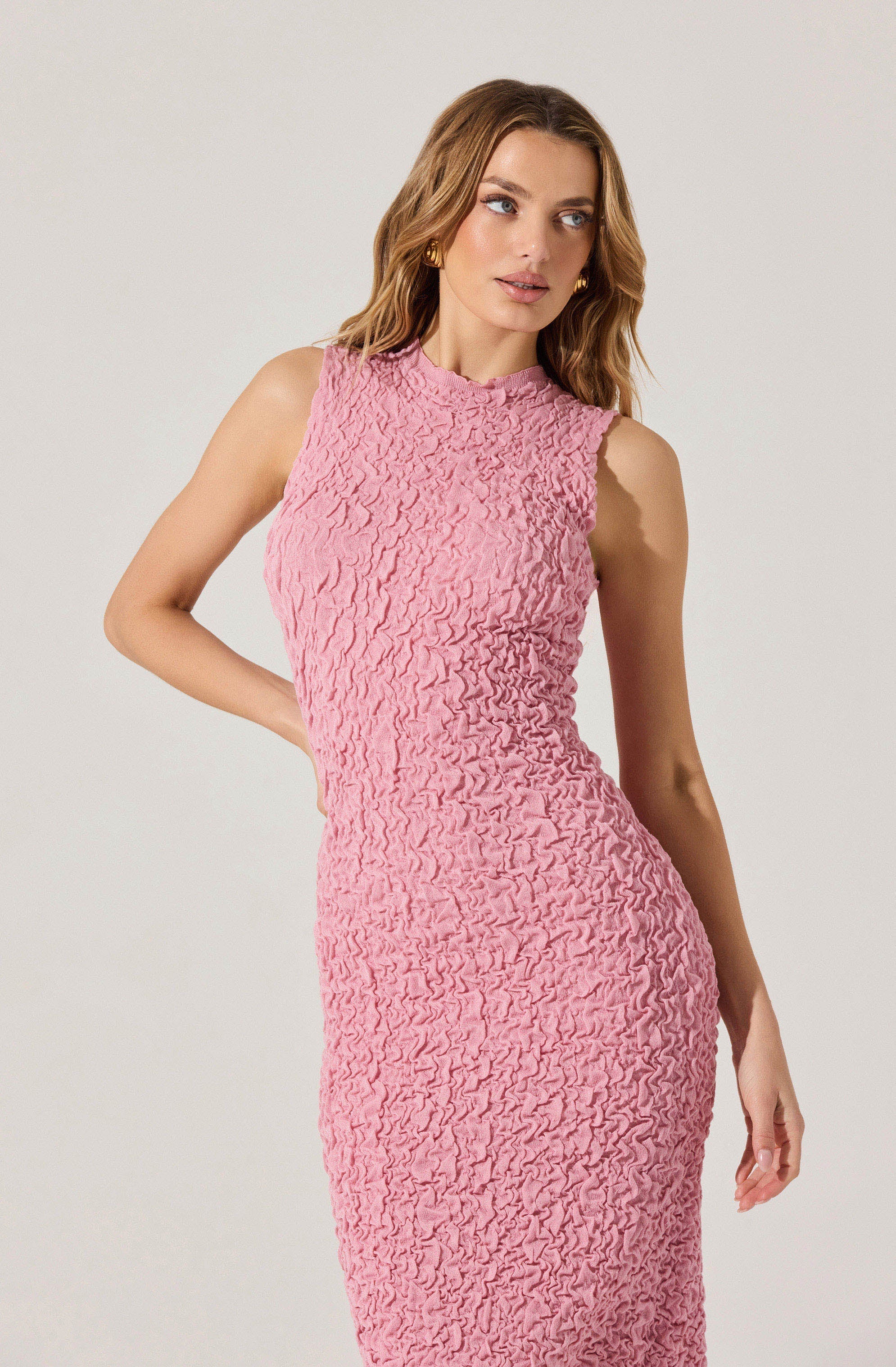 Lbruh Textured Bodycon Midi Dress