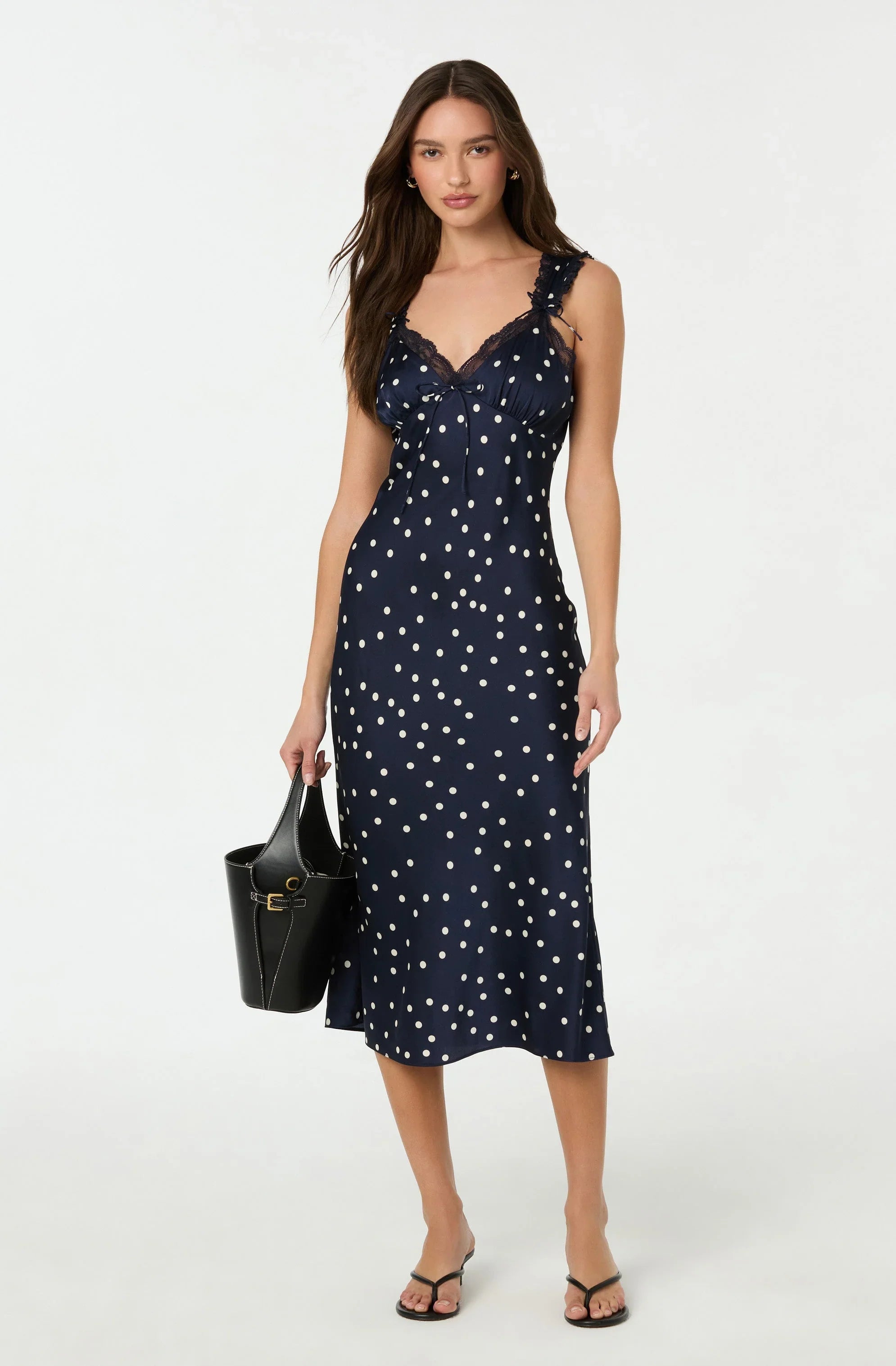 Lbruh Lace Trim Midi Slip Dress