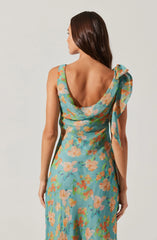 Lbruh Isabelle Ruffled Cowl Neck Floral Midi Dress
