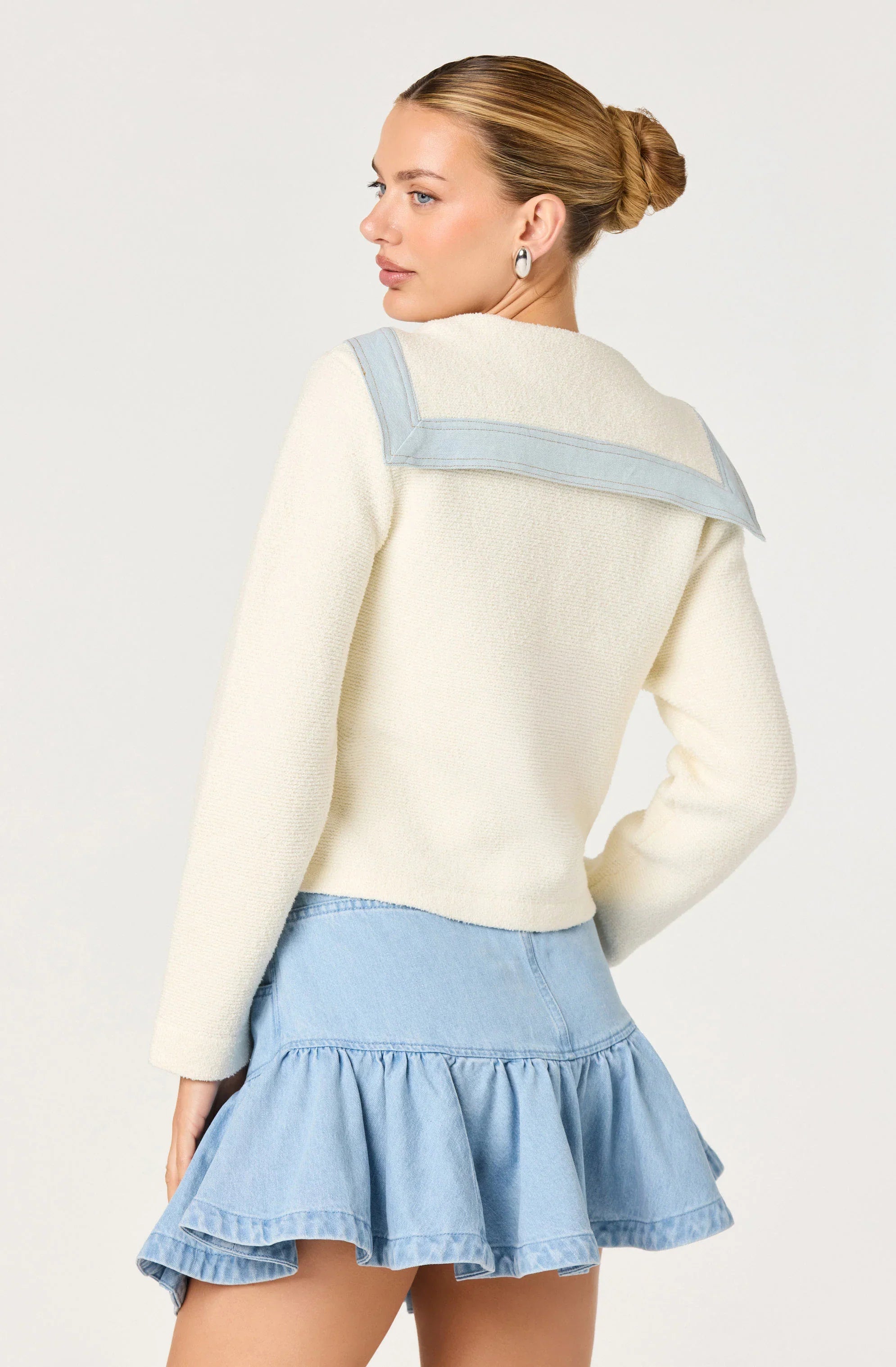 Inixyf Briley Terry Knit Denim Trim Cardigan