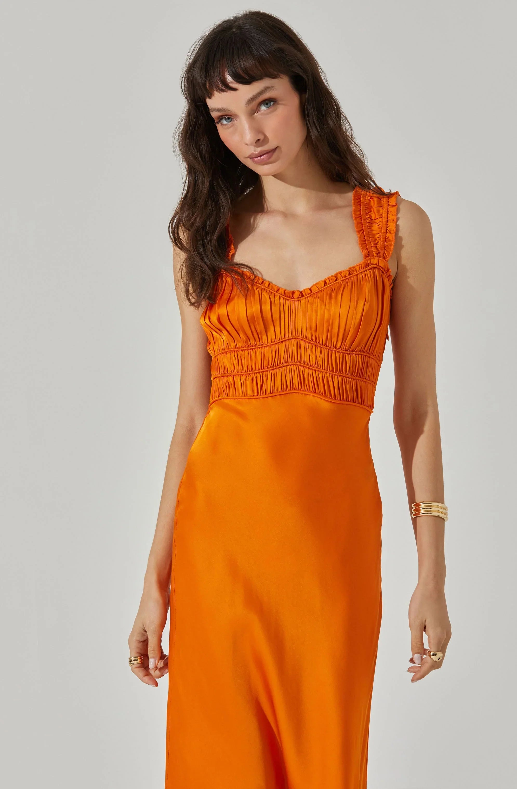 Lbruh Enola Satin Smocked Midi Dress