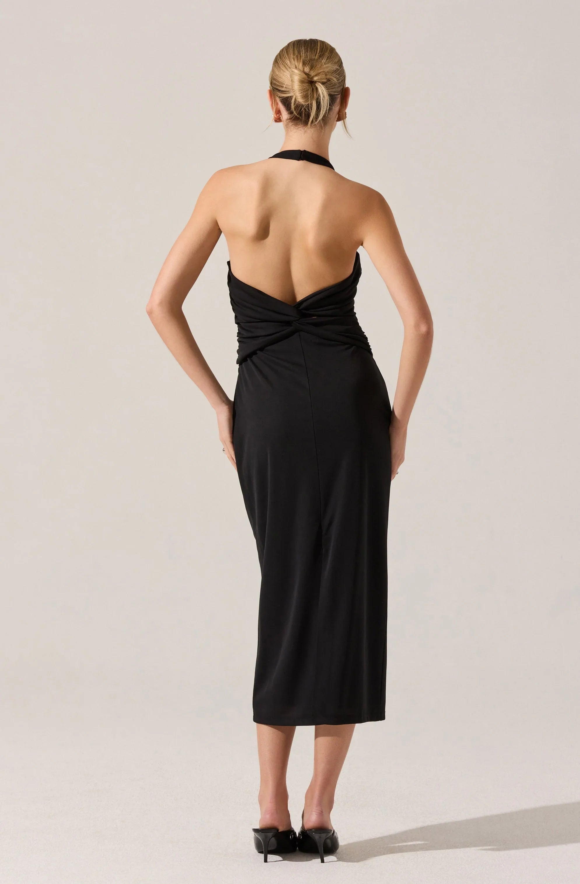 Lbruh Zaira Ruched Halter Midi Dress