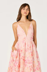 Inixyf Janna Floral Plunge Midi Dress