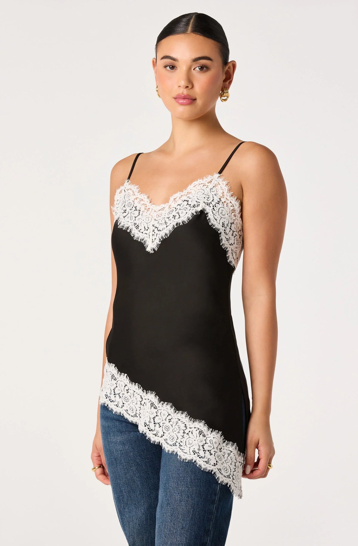 Inixyf Analise Lace Trim Asymmetric Tank