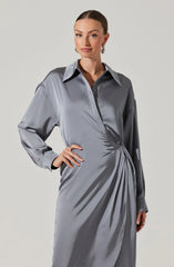 Lbruh Ira Satin Wrap Shirt Dress