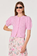 Inixyf Kaydence Puff Sleeve Bobble Stitch Cardigan