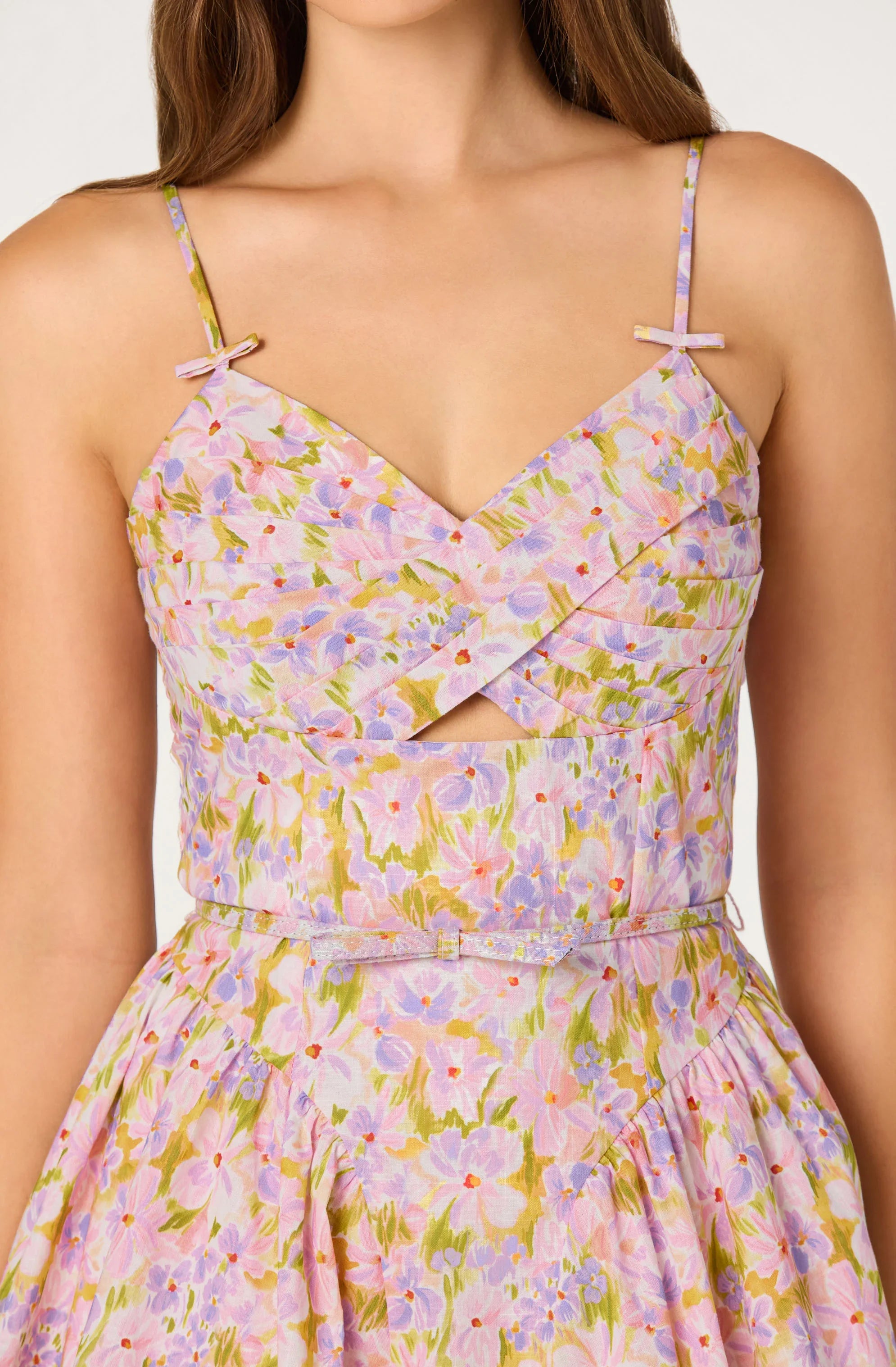 Inixyf Isha Floral Sweetheart Mini Dress with Belt