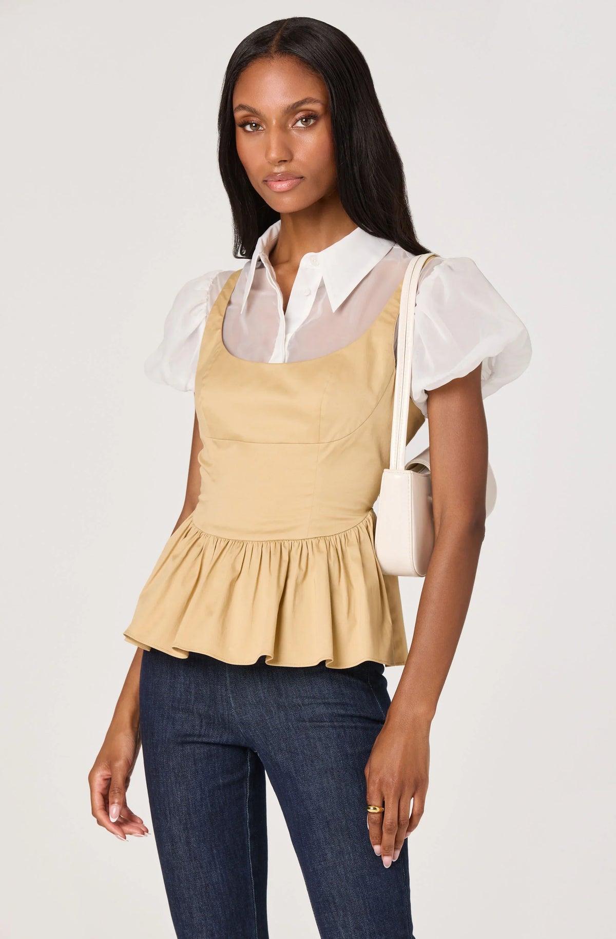 Inixyf Carrington Mixed Media Layered Peplum Top
