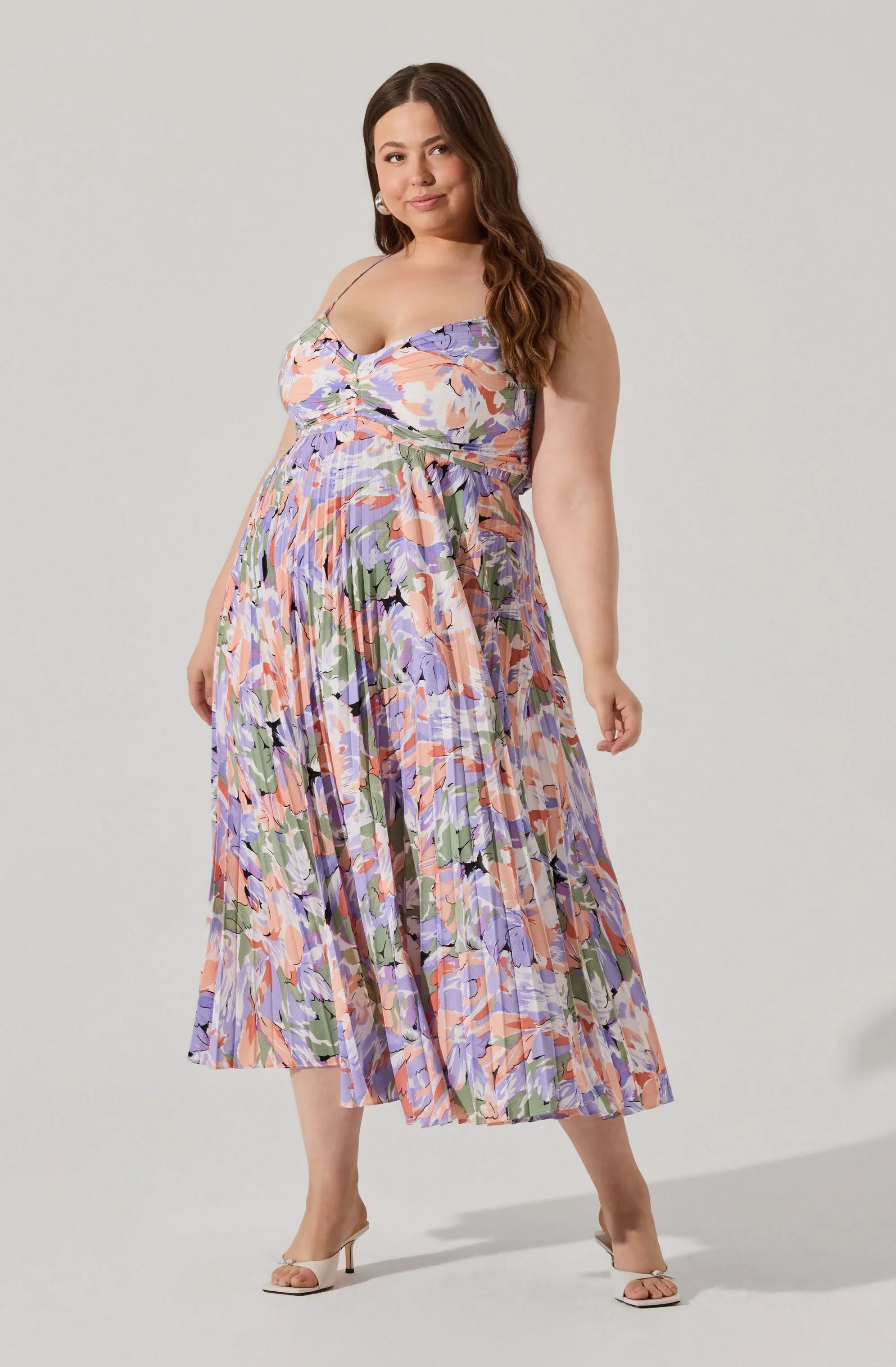 Inixyf Blythe Floral Plisse Midi Dress