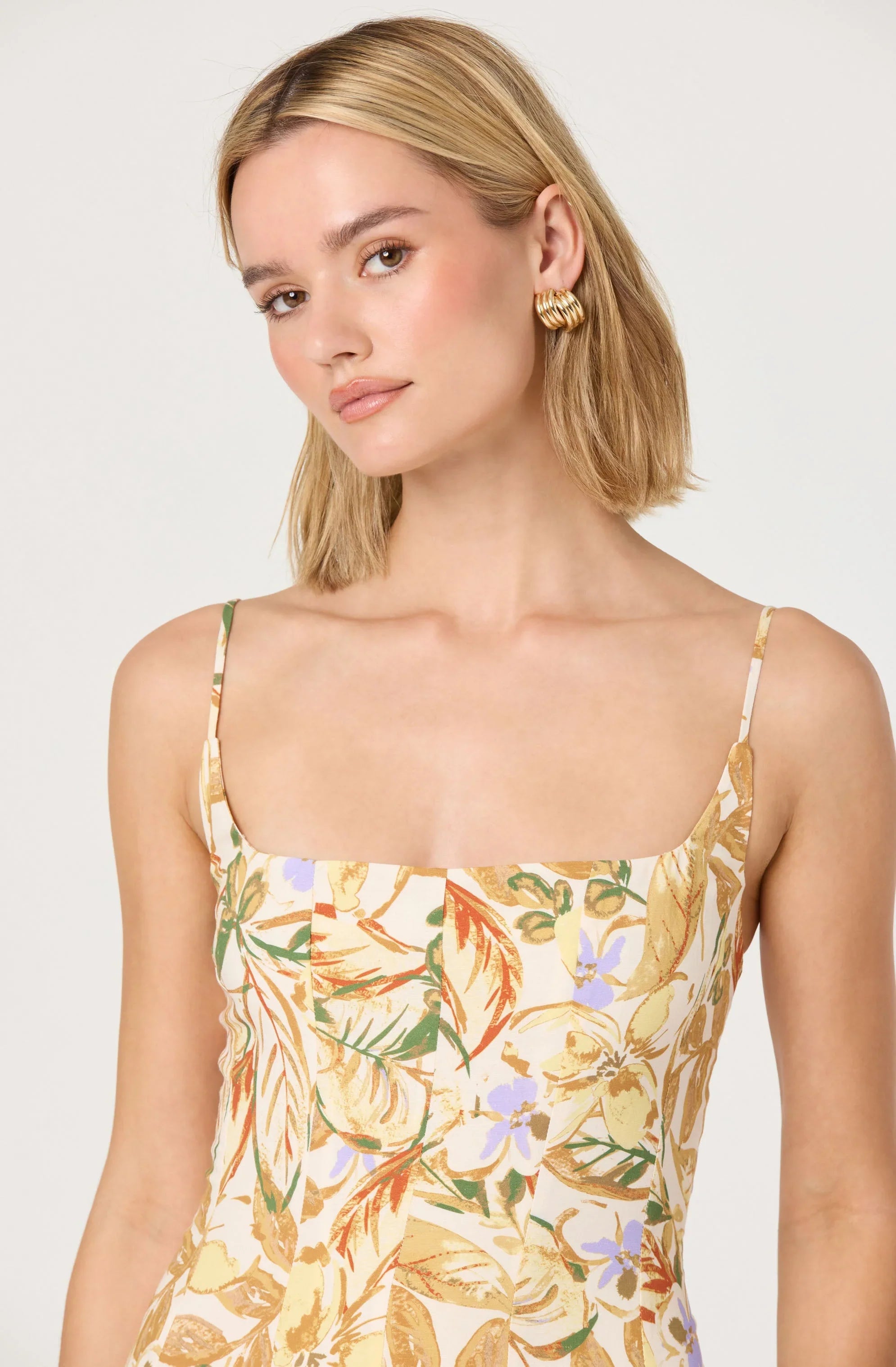 Lbruh Jaleyah Paneled Flare Floral Midi Dress